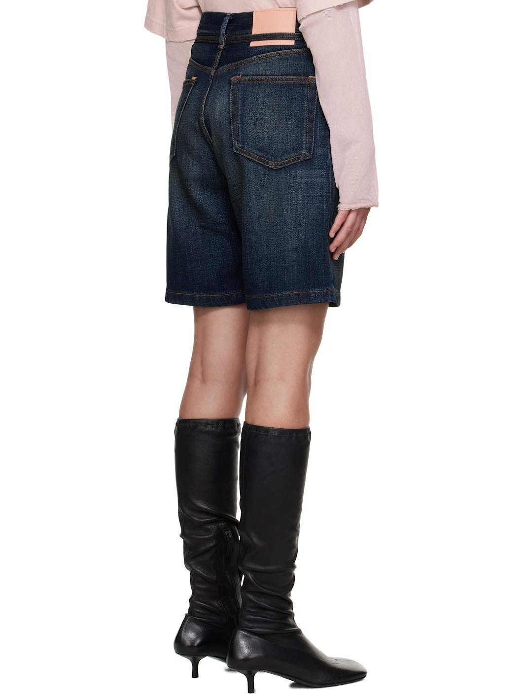 Navy Loose Fit Denim Shorts - 3