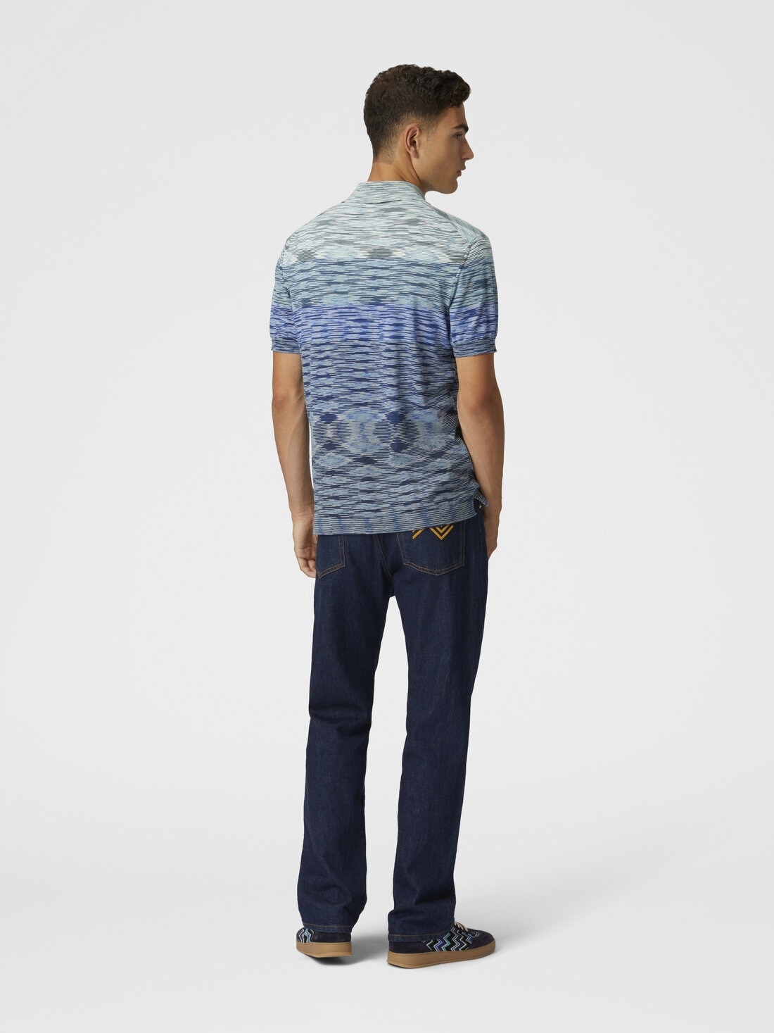 Dégradé slub cotton knit polo shirt - 3