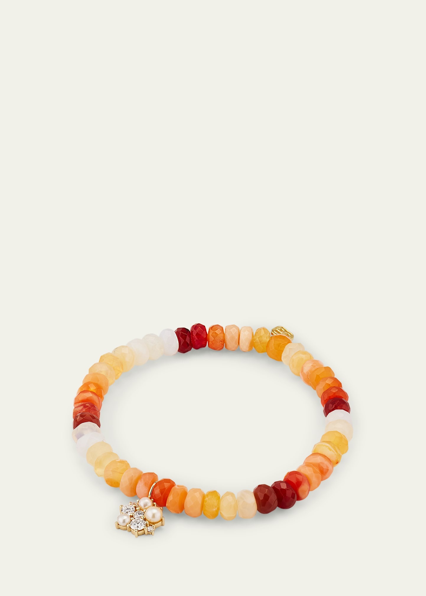 14K Gold Charm and Fire Opal Bead Bracelet - 4