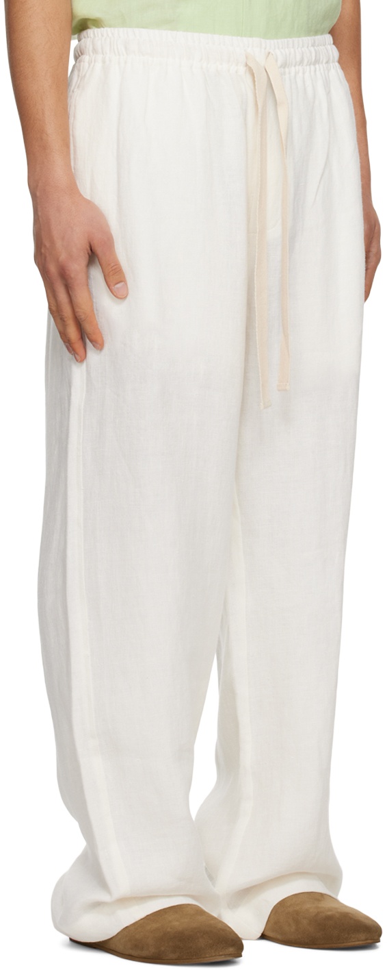 White Wide-Leg Trousers - 4