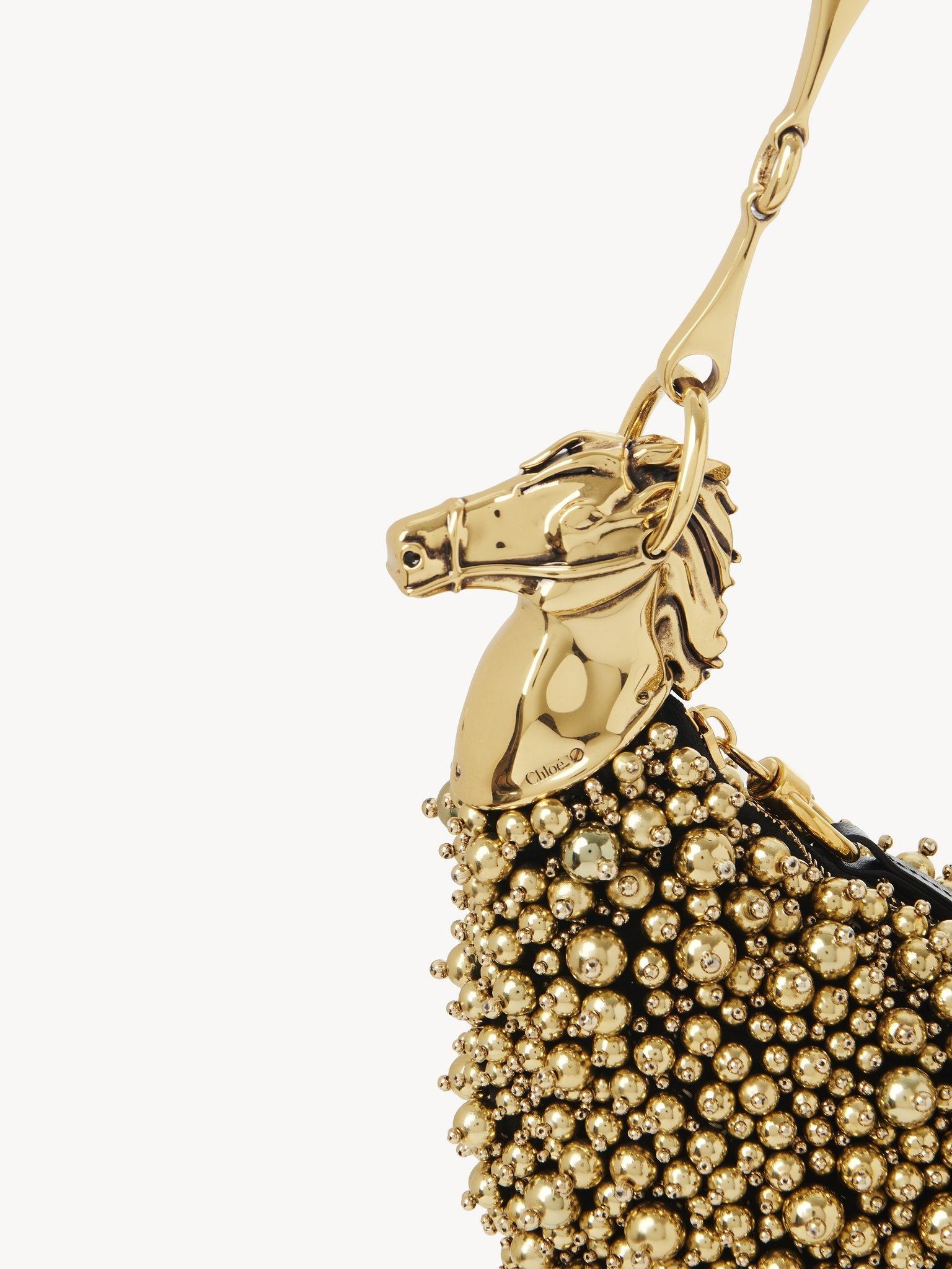 CHAIN HORSE SHOULDER BAG IN BEADED SUEDE LEATHER - 7