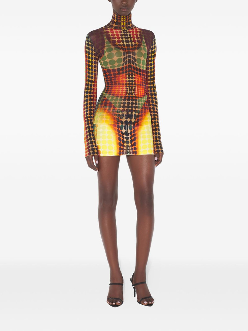 Jean Paul Gaultier long-sleeve dots mesh top outlook