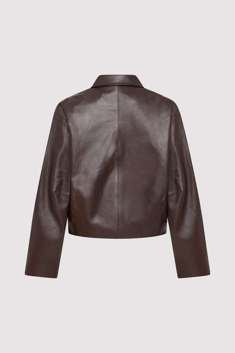 ST. AGNI Cocoon Leather Jacket - Chocolate outlook
