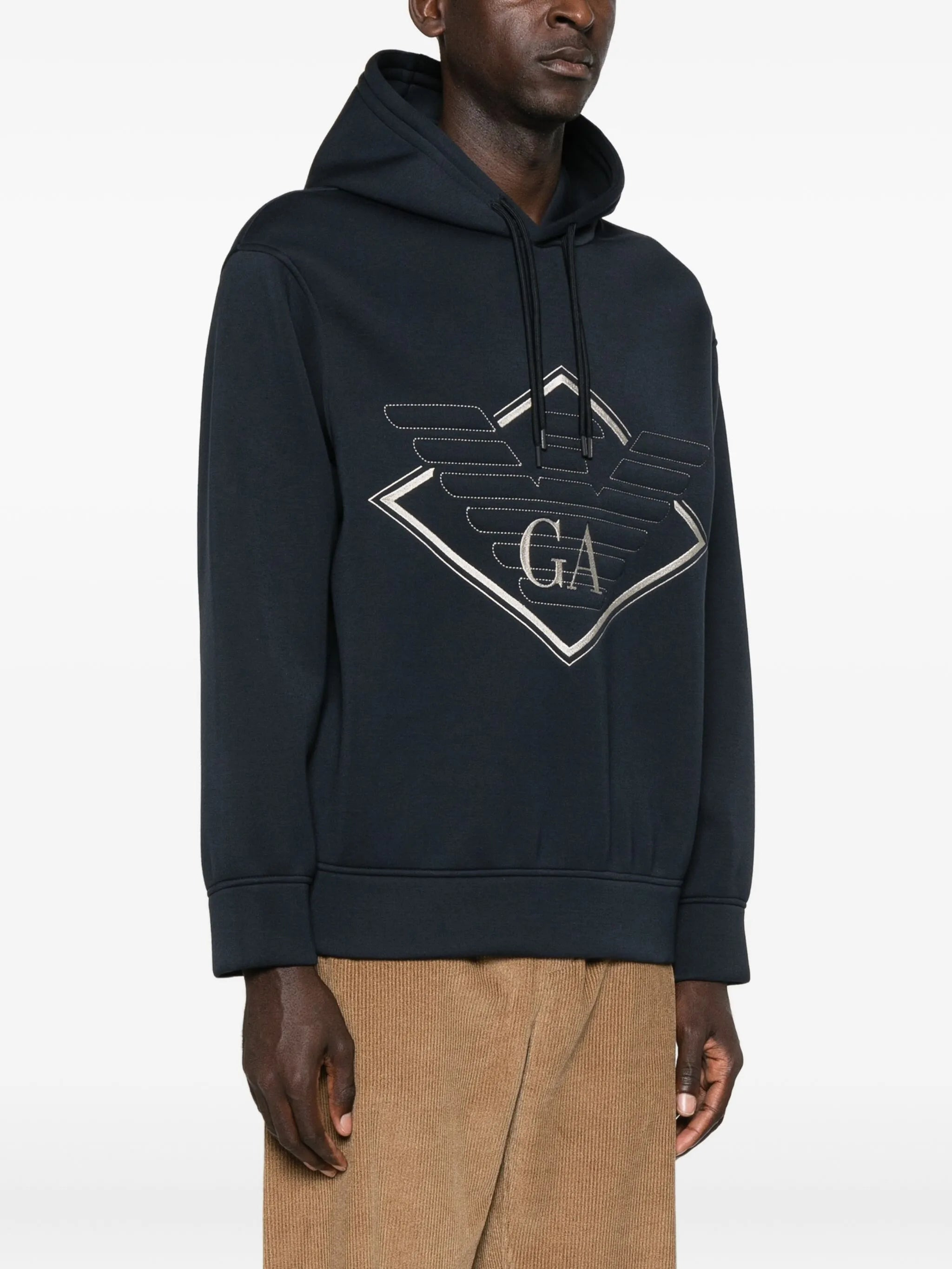 Emporio Armani Eagle-logo Diamond-shaped Print Hoodie - 3