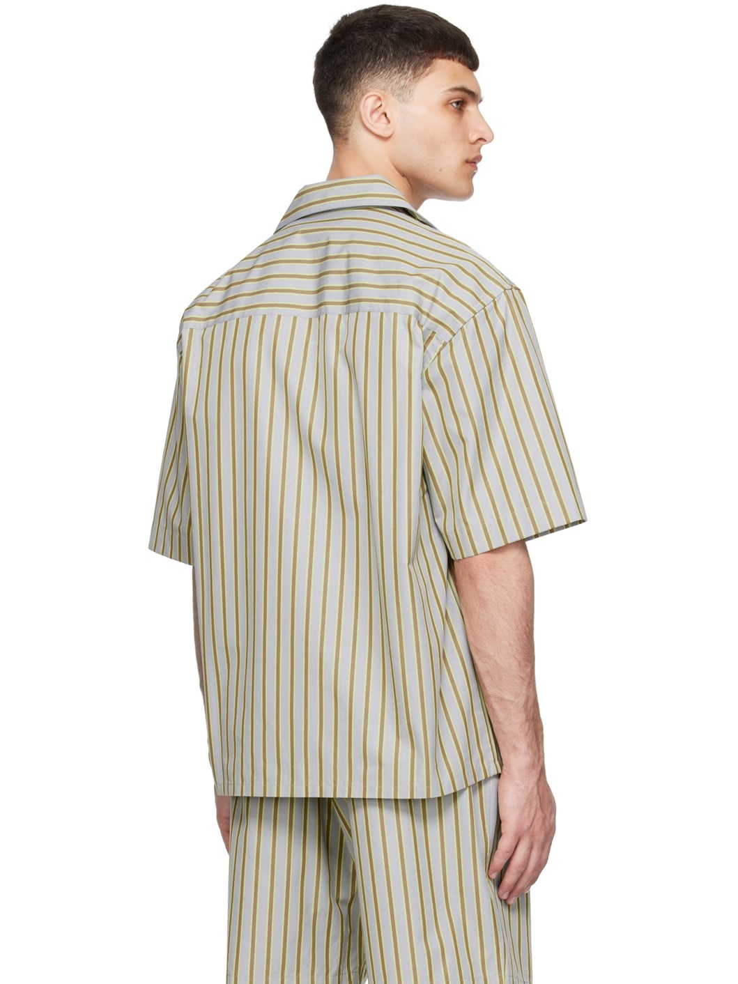 Brown & Gray Striped Shirt - 3