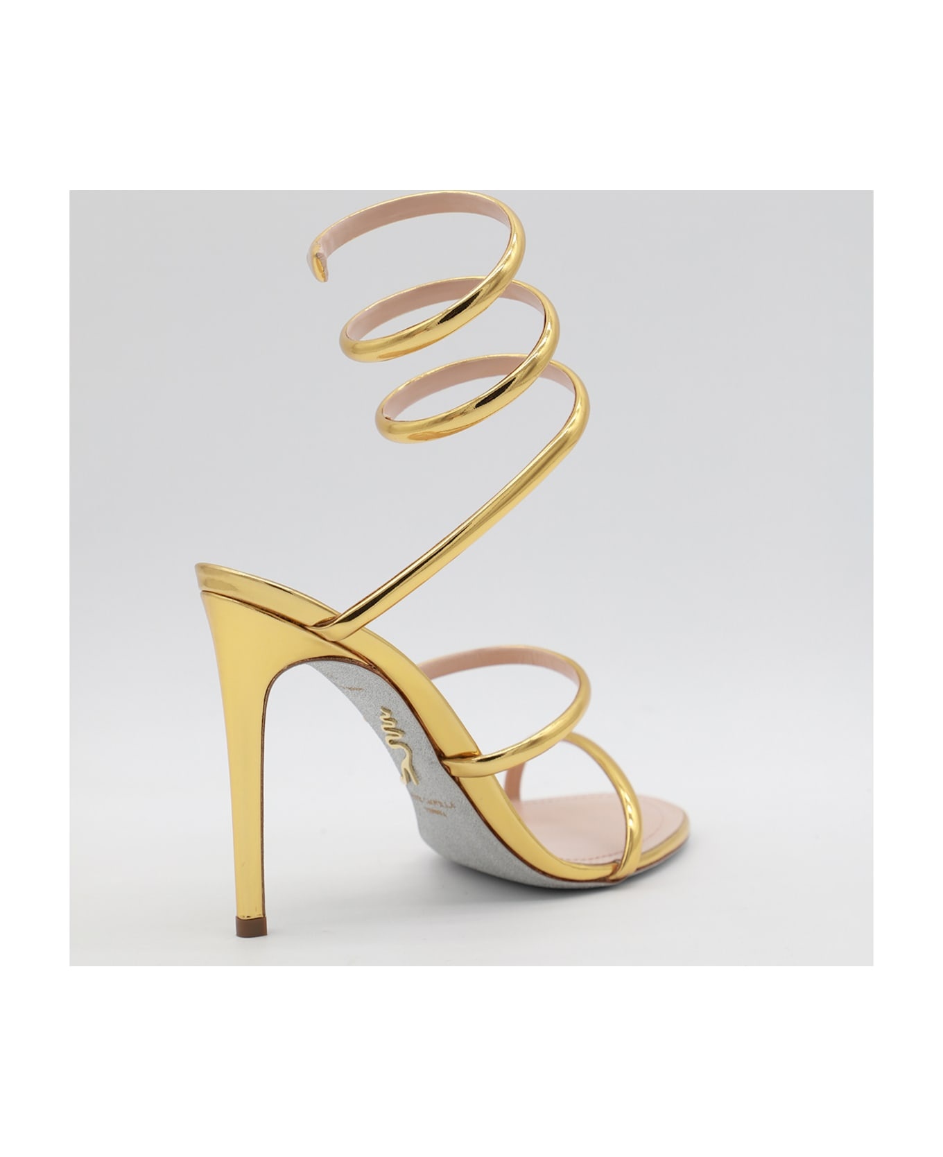 Gold Tone Leather Sandals - 2