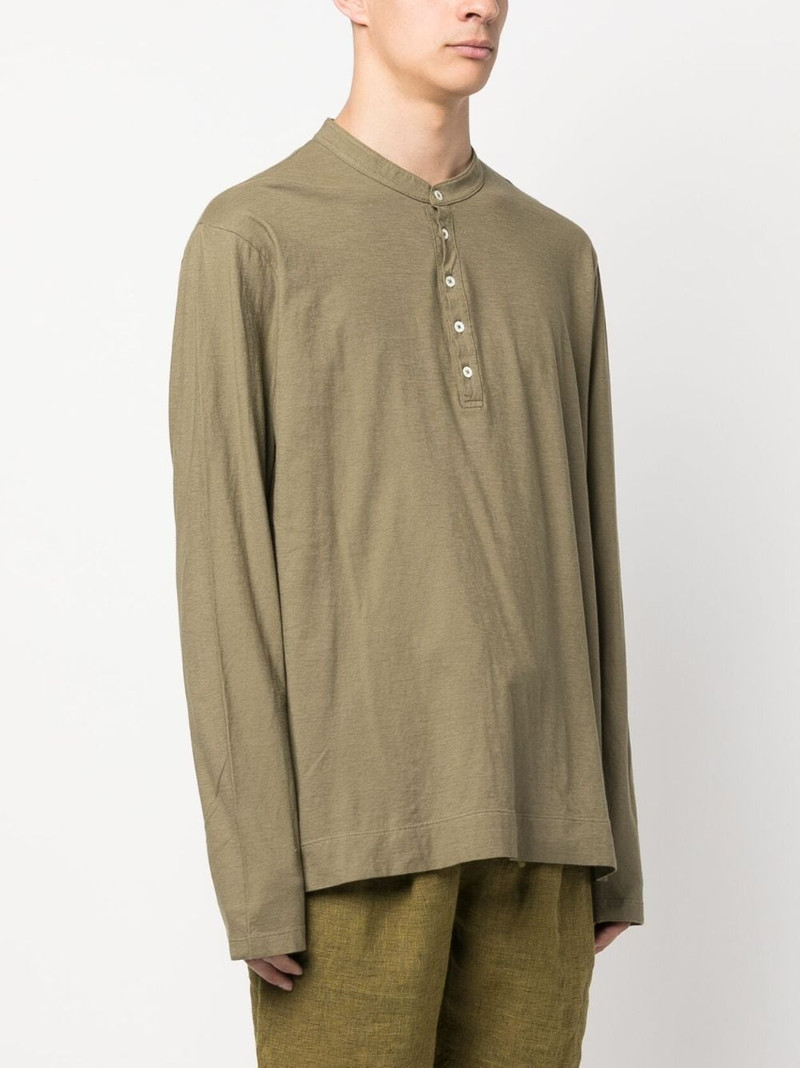 long-sleeve cotton Henley shirt 3