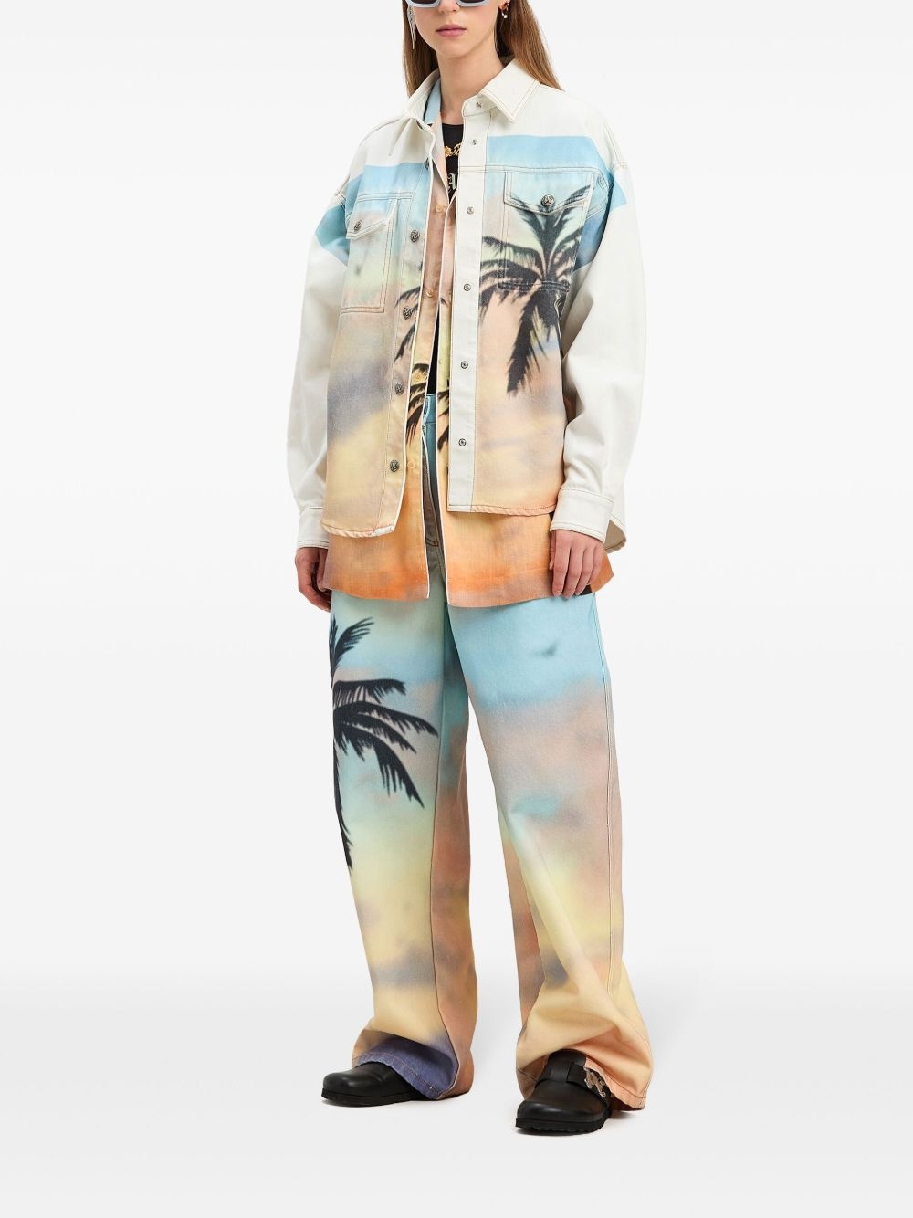 Sunrise Palm denim overshirt - 2