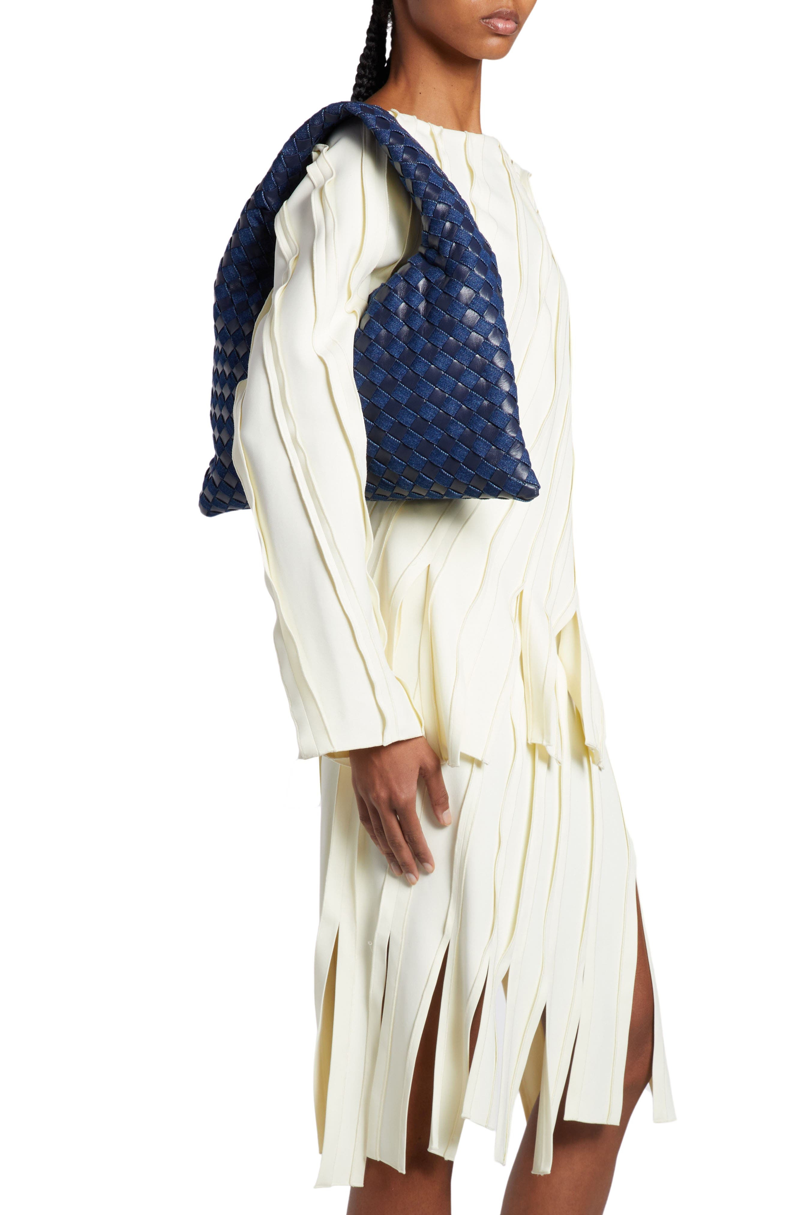 Small Hop Intrecciato Leather & Denim Hobo Bag - 7