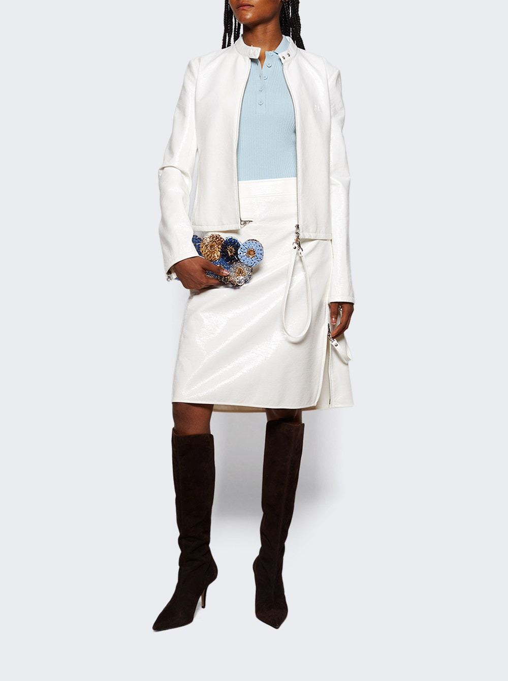 Zipped Vinyl Skirt Heritage White - 5