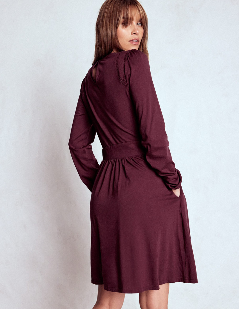 Mila Short Jersey Dress-Dark Cherry 4
