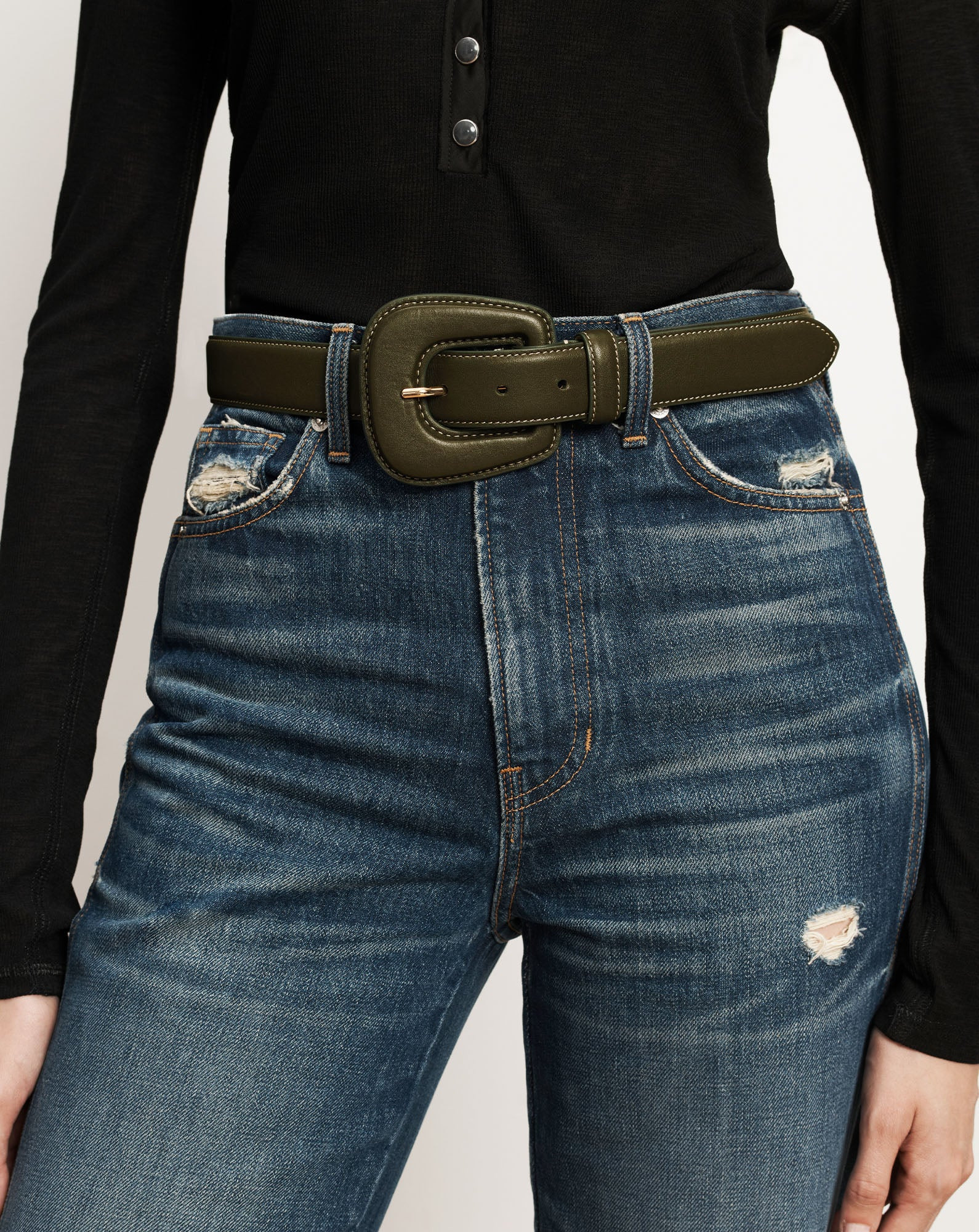 ELSY LEATHER-BUCKLE BELT - 2