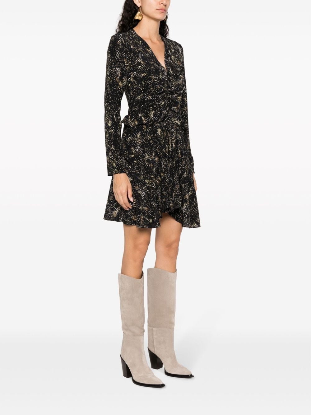 V-neck printed silk dress - 3