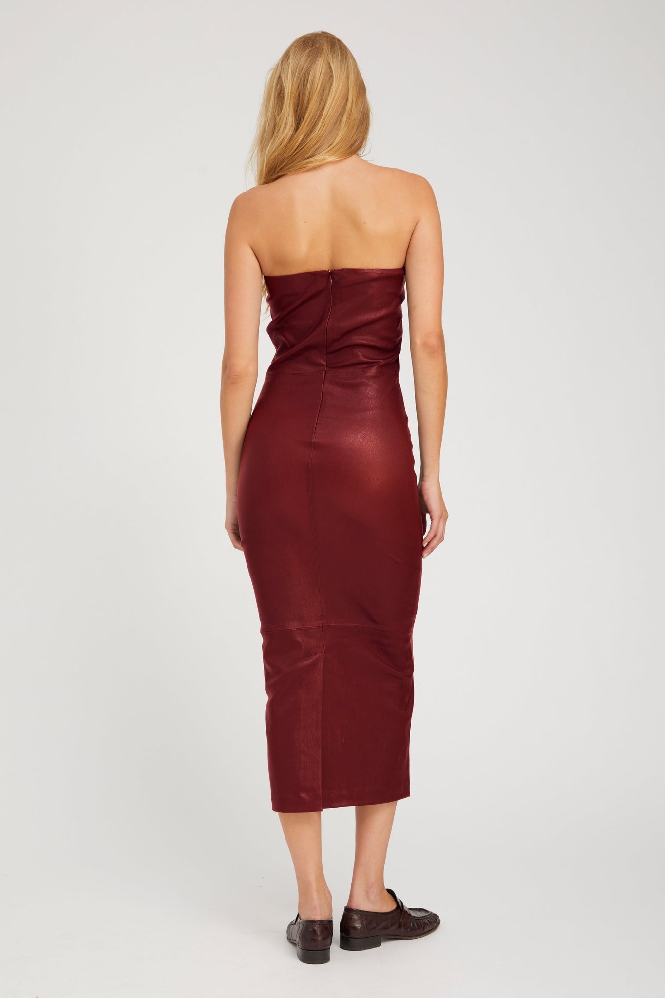 CHERRY LEATHER TUBE DRESS - 3