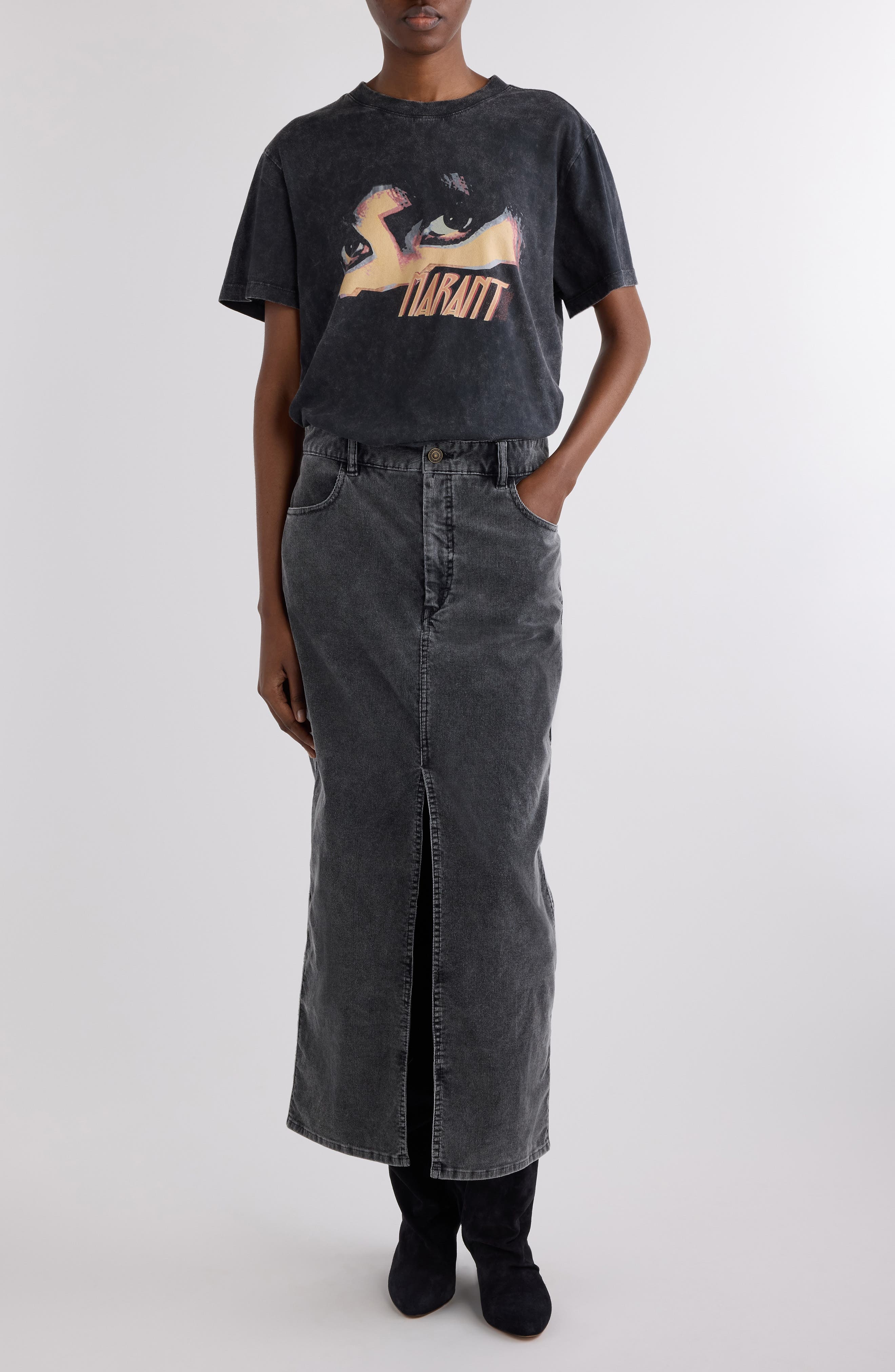 Isabel Marant Étoile Zoeline Cotton Graphic T-Shirt in Faded Black at Nordstrom - 2