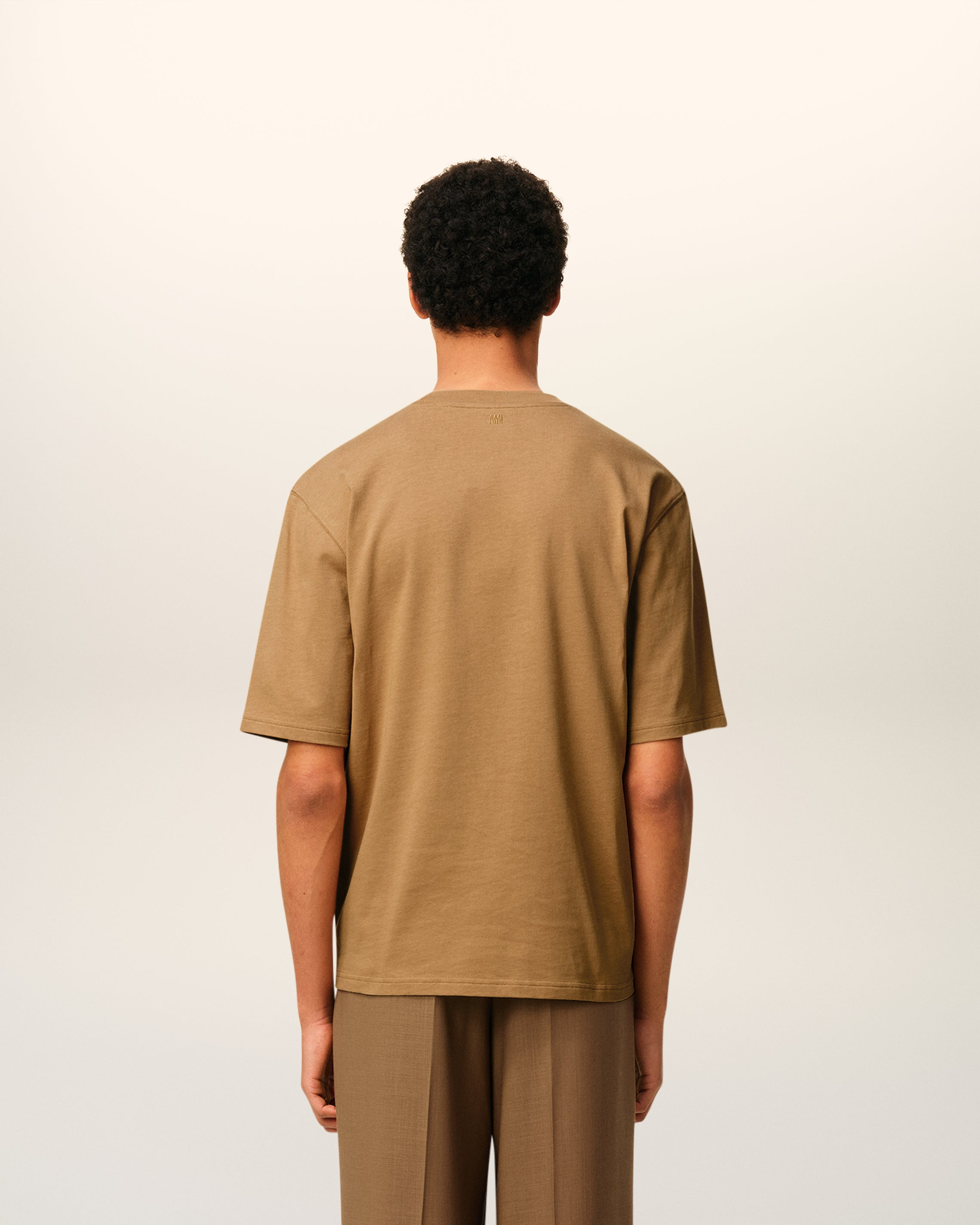 BROWN COTTON AMI DE COEUR COSY FIT T-SHIRT - 5