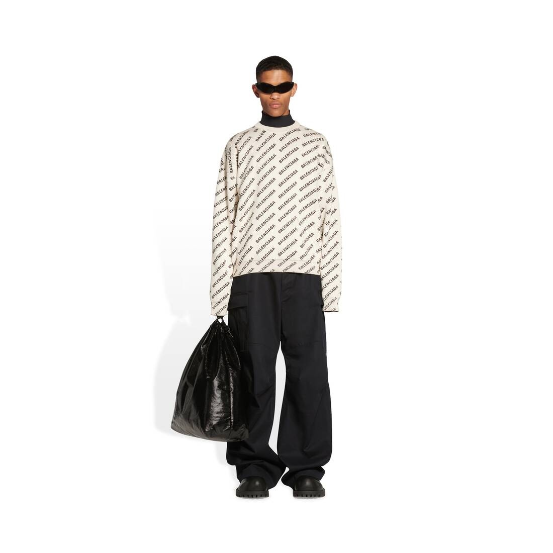 Men's Mini Allover Logo Sweater  in Off White - 2