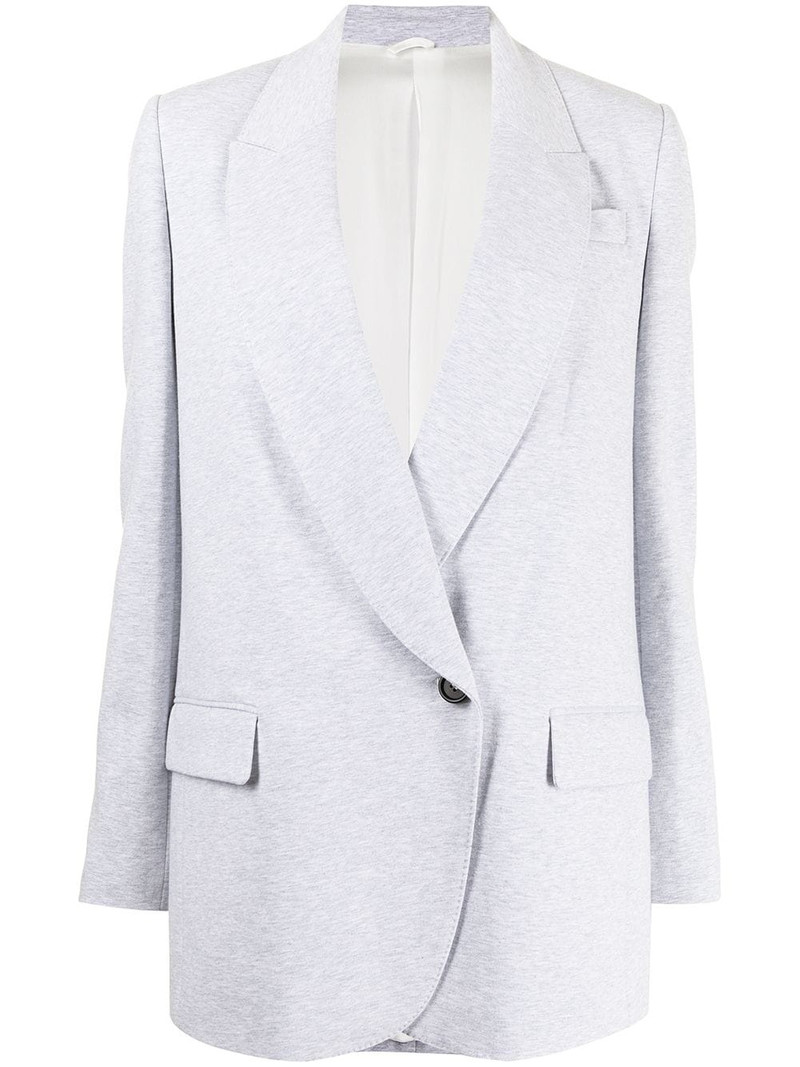wrap-front fleece blazer 1