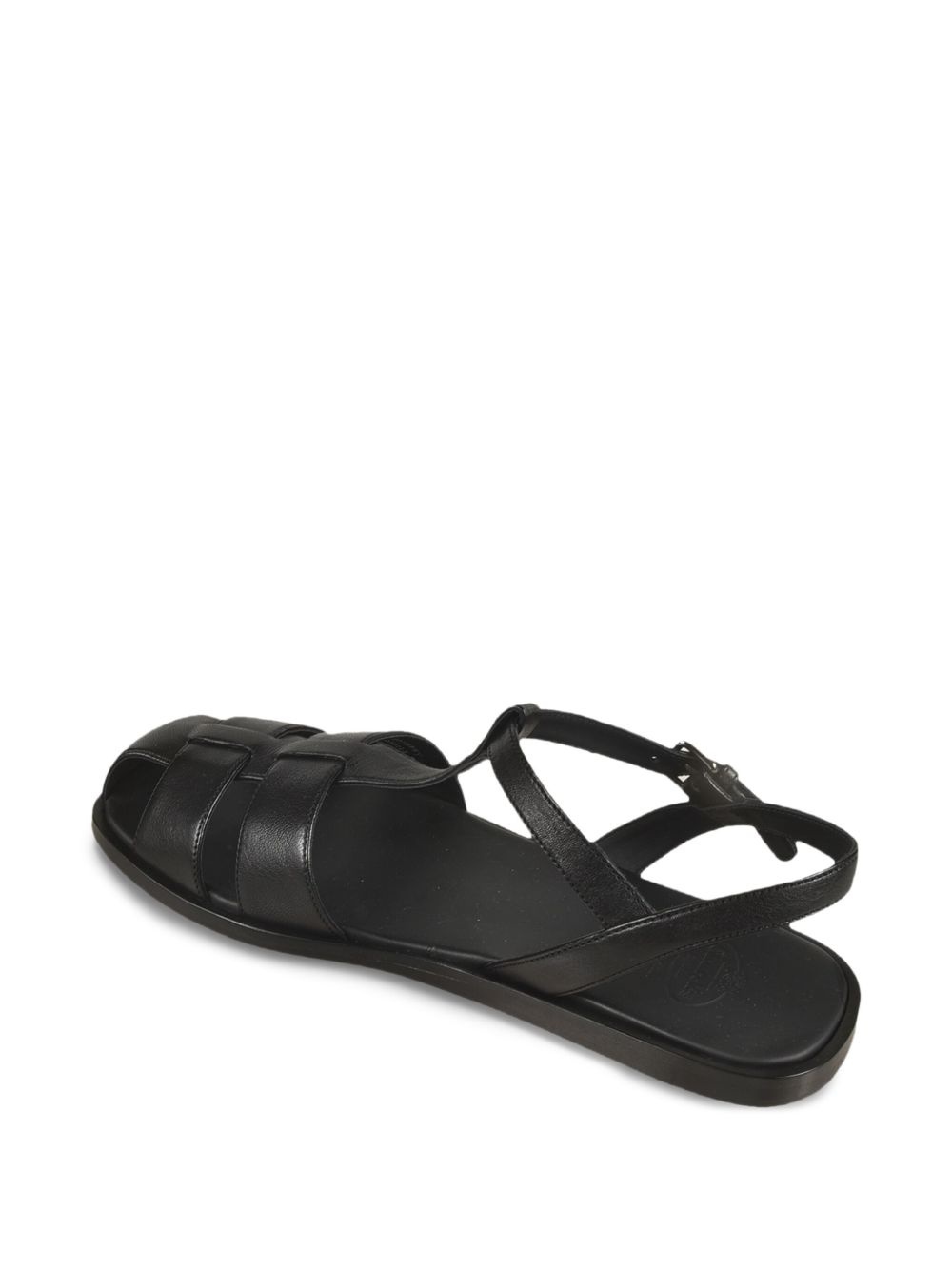 leather caged flat sandals - 3