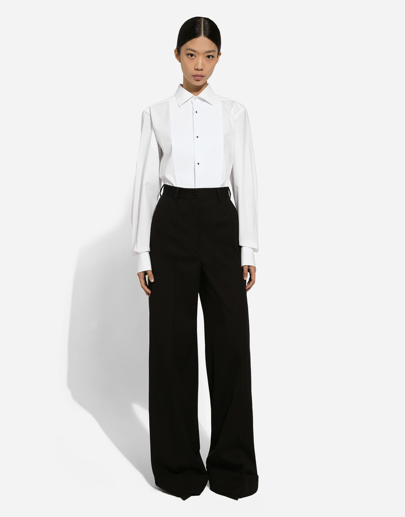 Cotton tuxedo shirt with piqué shirt front 3