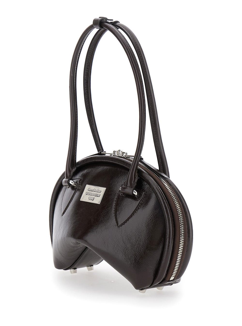 Acne Studios Women Black Handbag With Two Top Handles And Logo Plaque On The Front In Leather Woman - 2