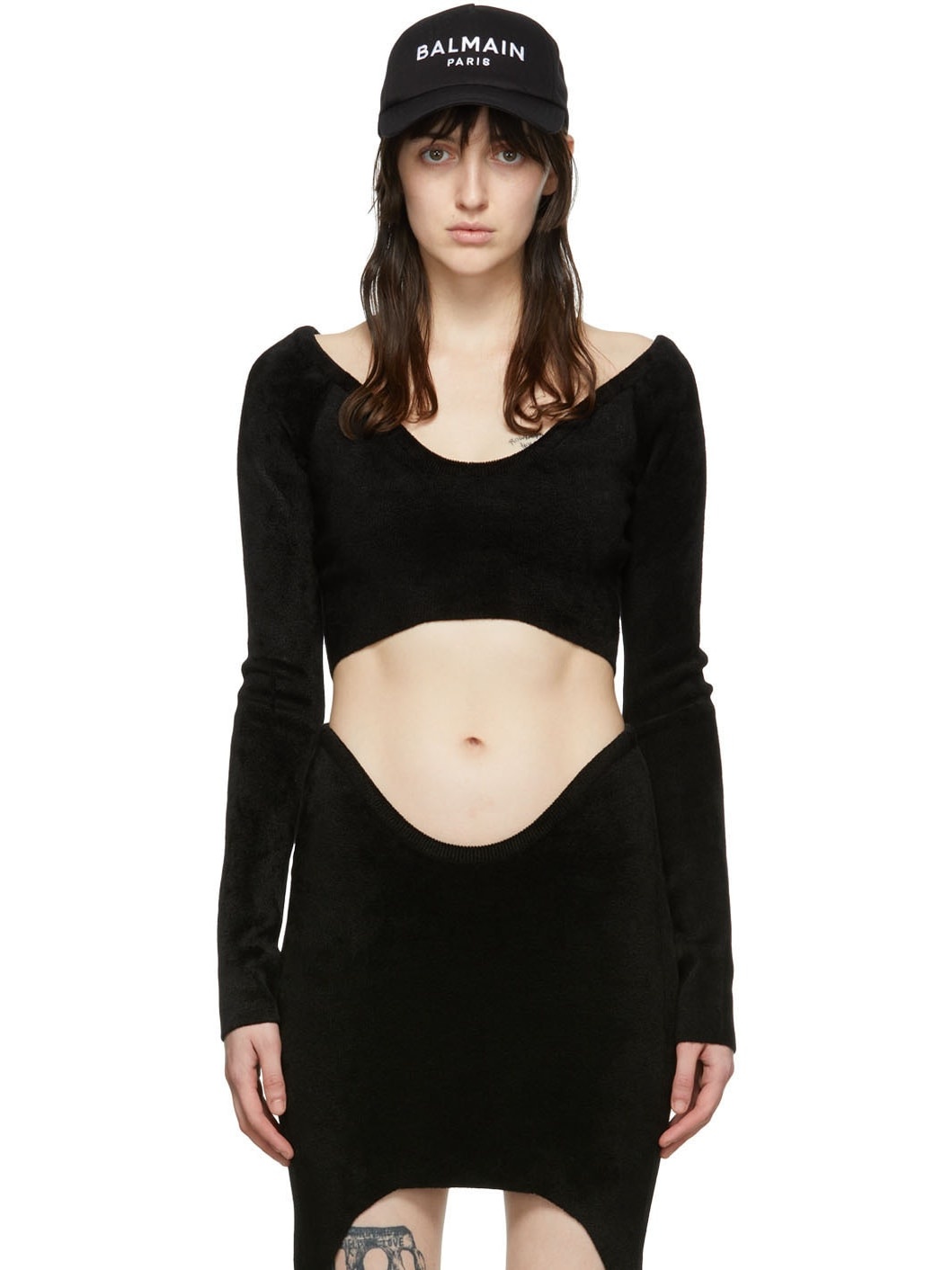 Black Viscose Long Sleeve T-Shirt - 1