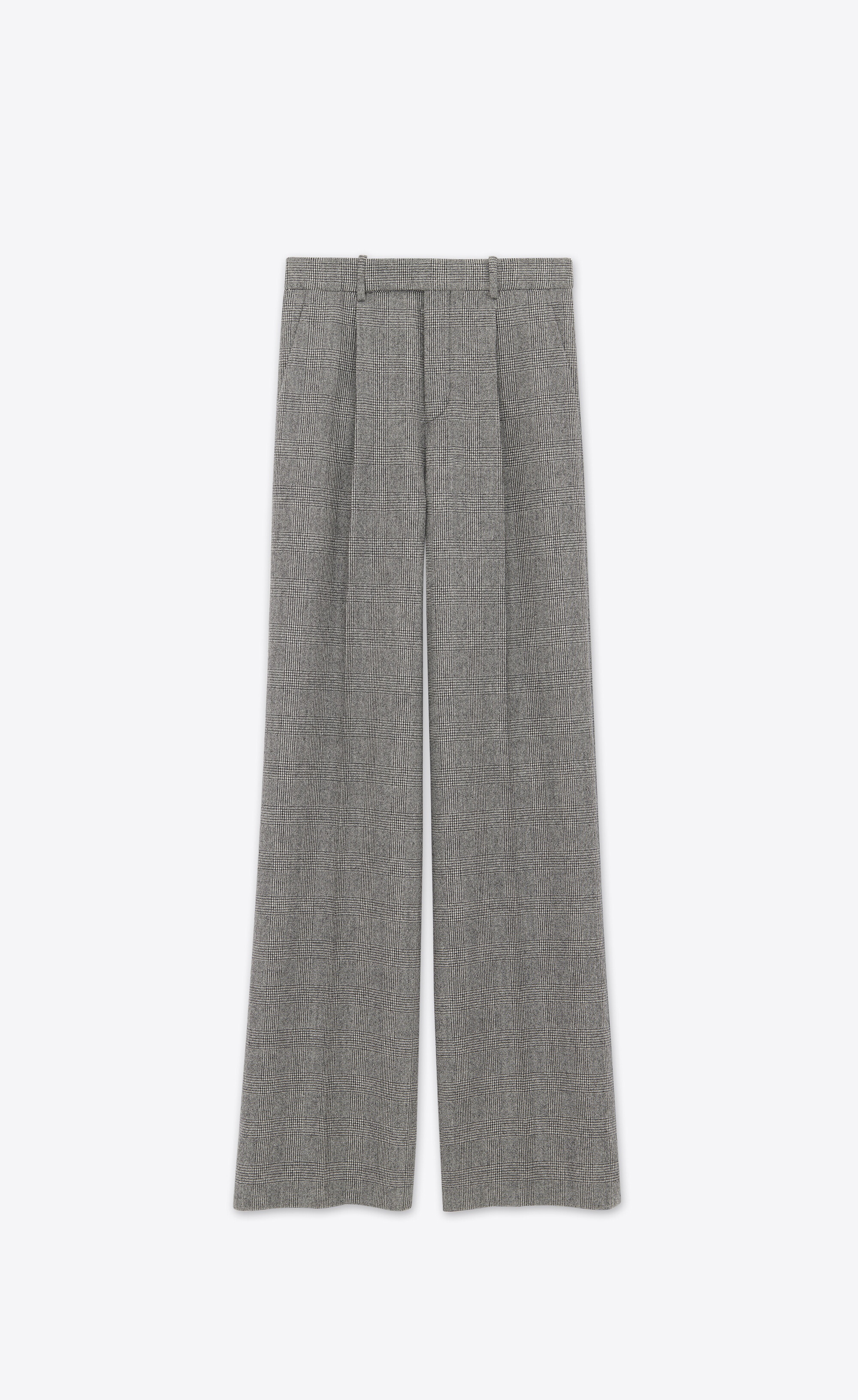 flared pants in prince of wales flannel - 1