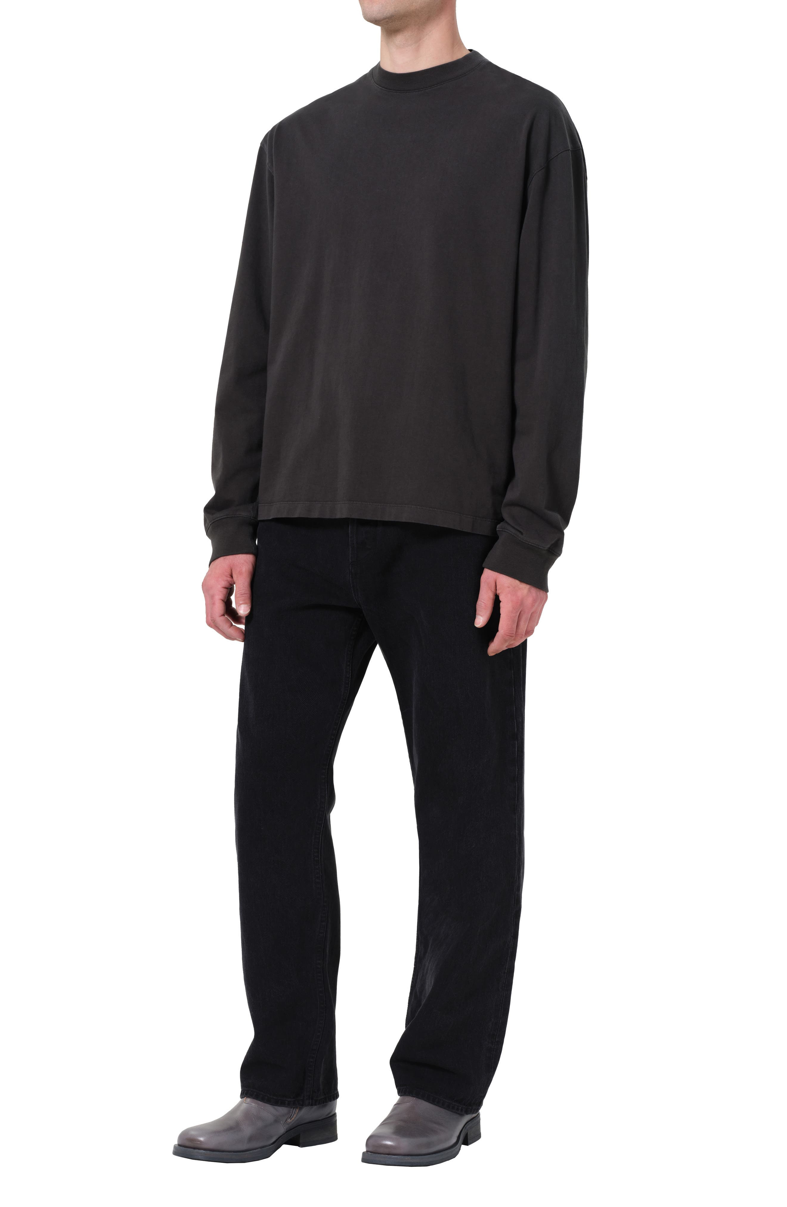 AGOLDE Asha Long Sleeve Cotton T-Shirt in Cave Dark Grey at Nordstrom - 5