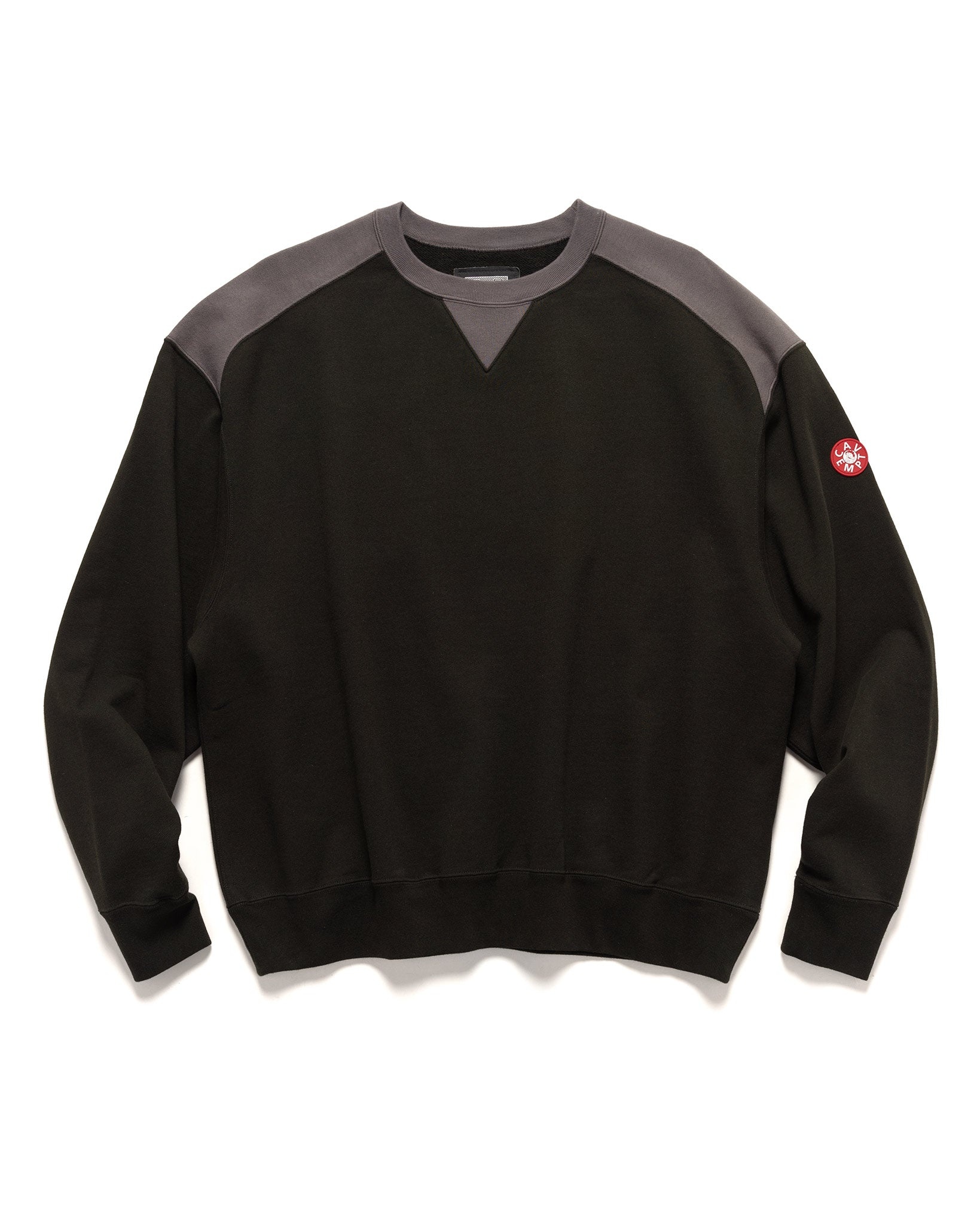 Cav Empt Panel Shoulder Crew Neck Black | REVERSIBLE