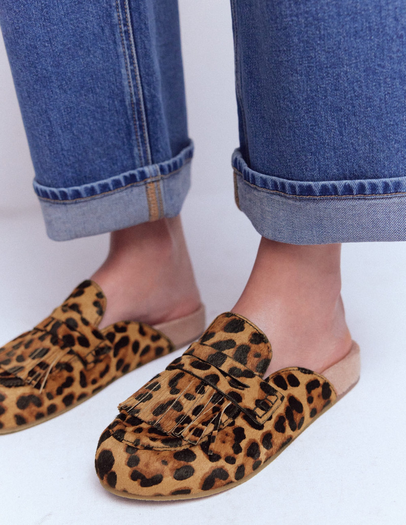 BODEN Etta Ghillie Mule Clogs-Classic Leopard outlook