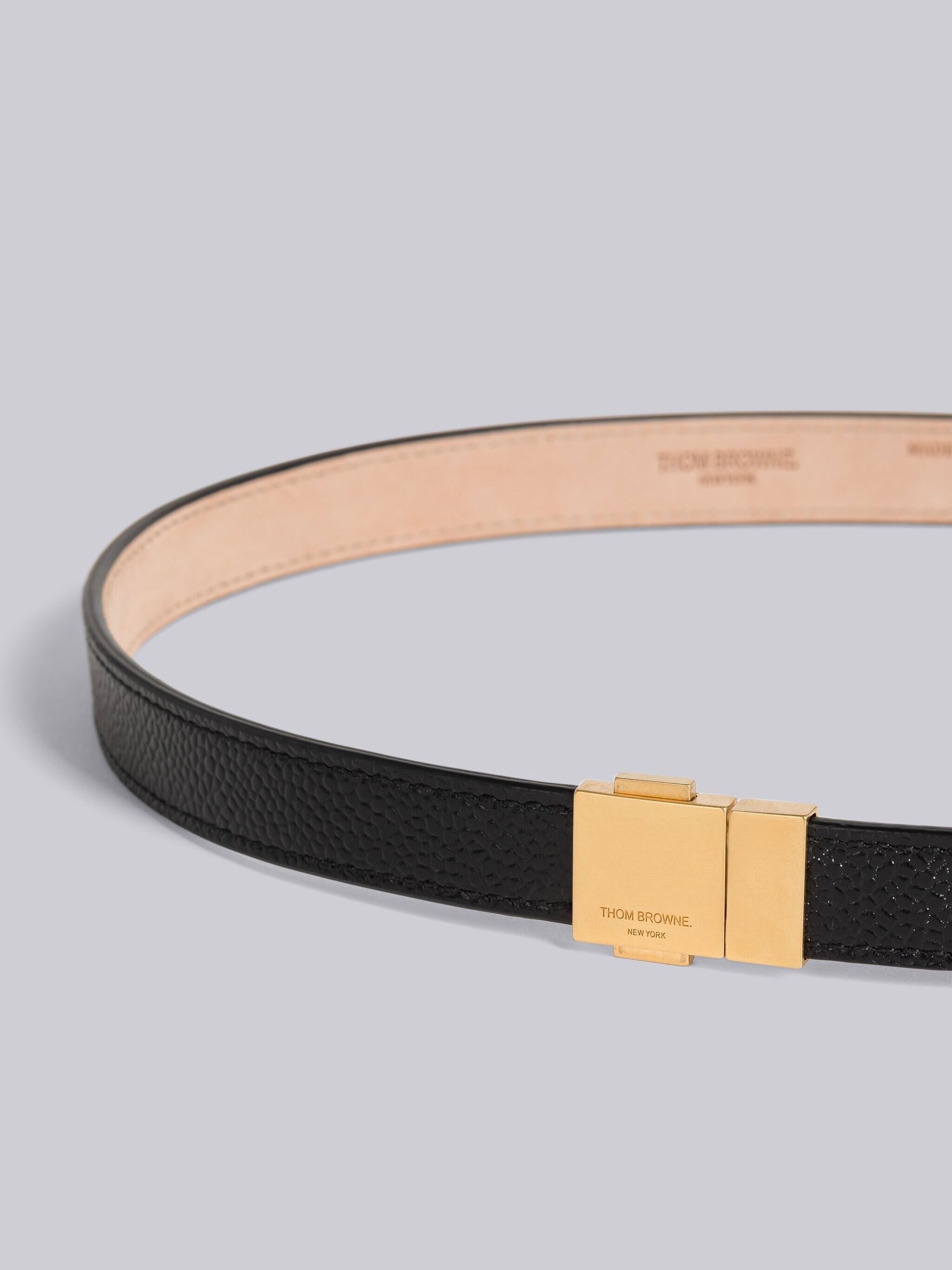 Pebble Grain Leather Clip Buckle Belt - 2