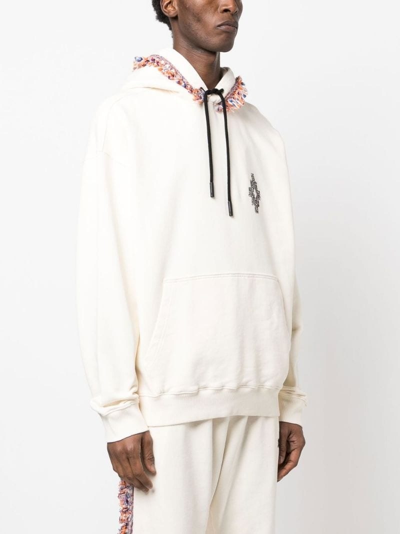 fringe-detailing jersey-knit hoodie - 3