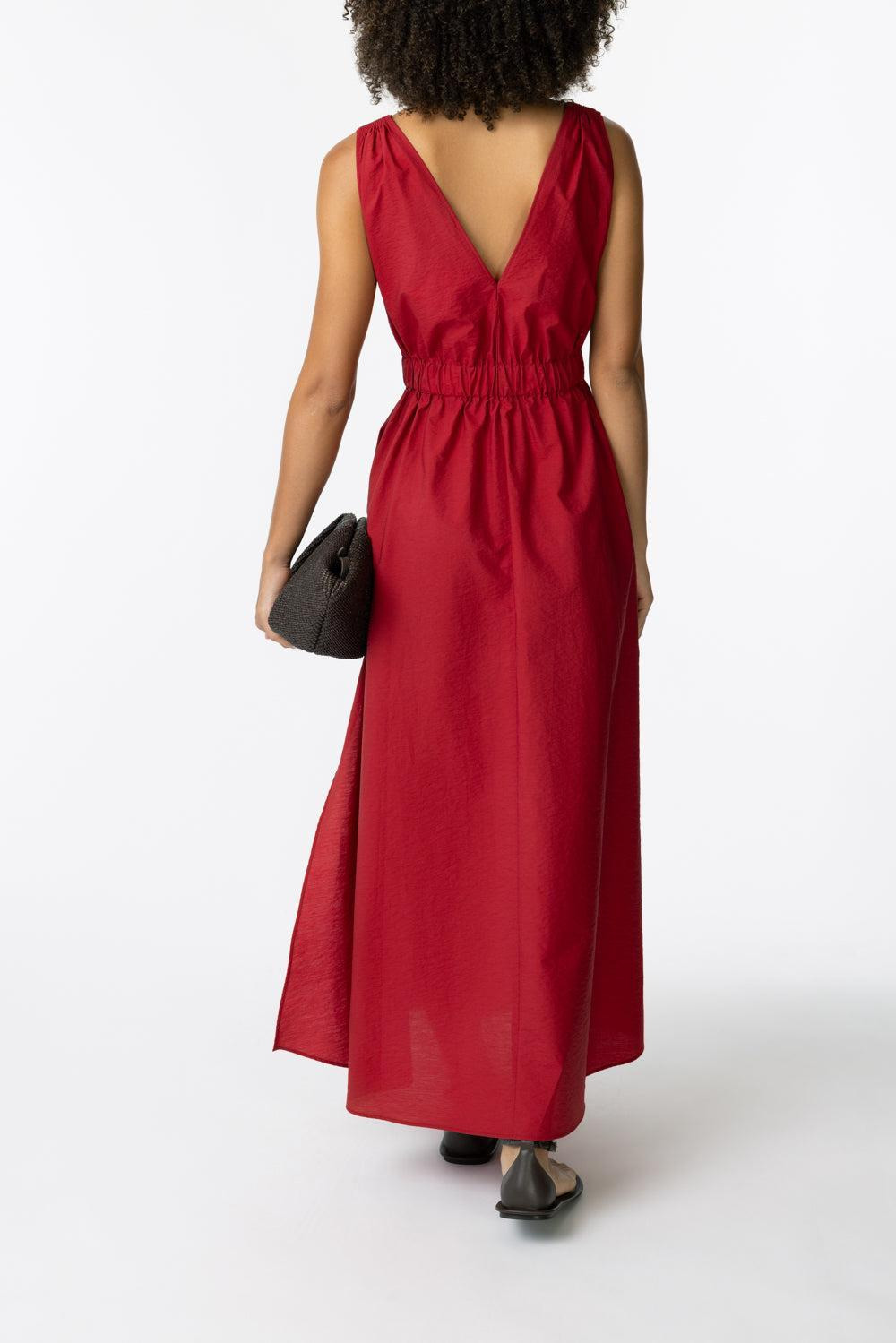 Monili Shoulder Maxi Dress - Red - 4