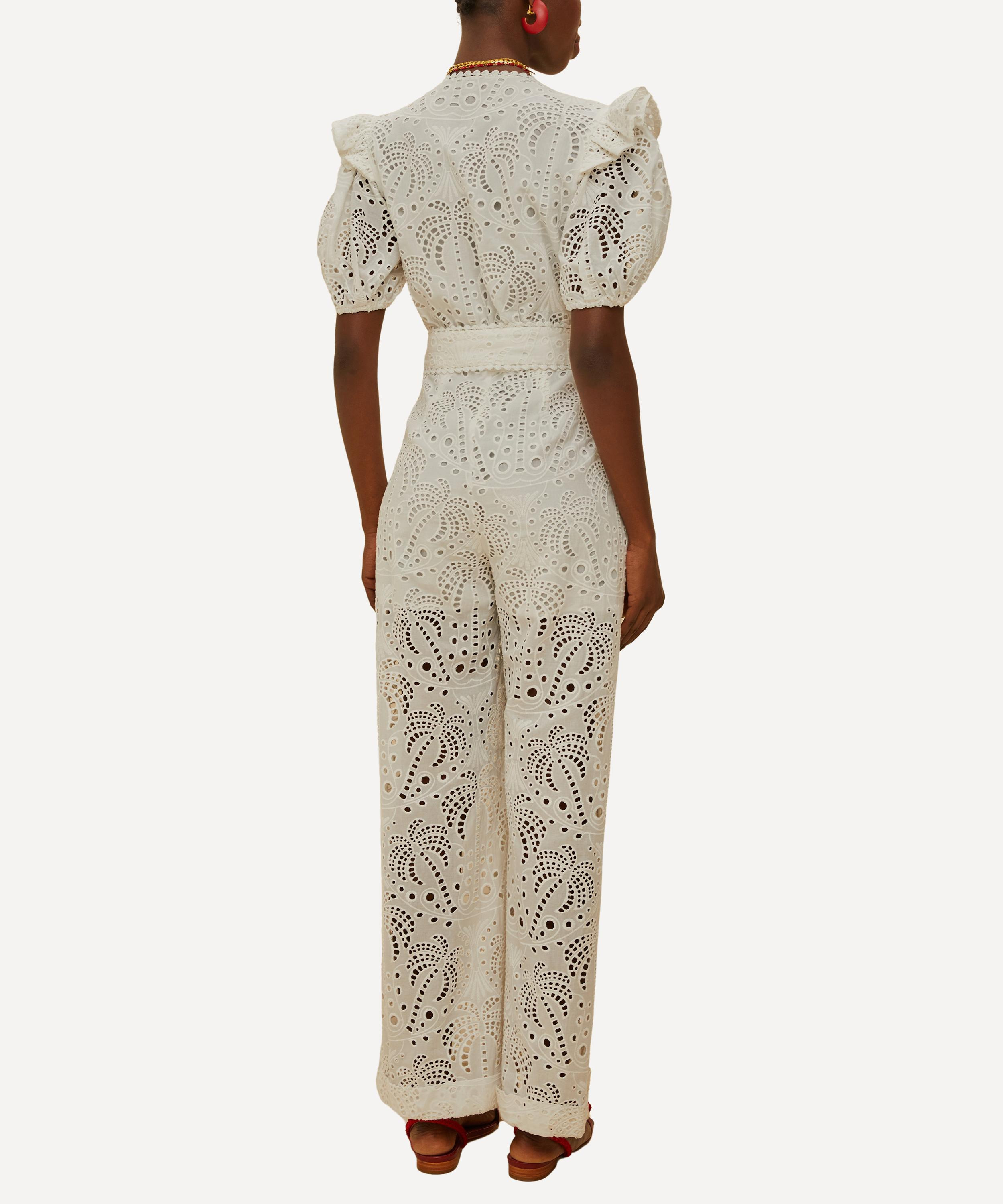 Off-White Palm Tree Eyelet Jumpsuit - 2