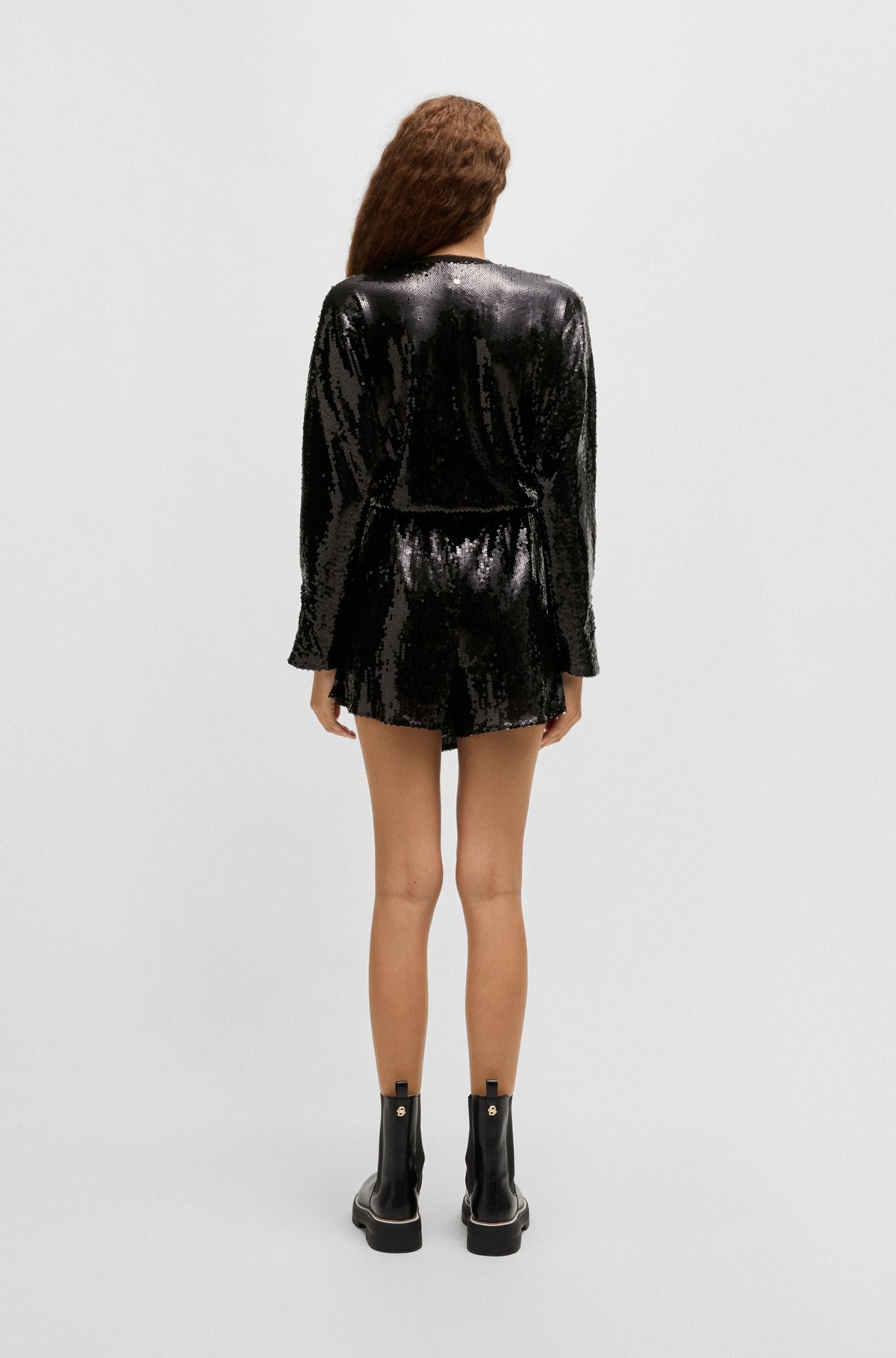 SEQUINNED JUMPSUIT WITH WRAP FRONT - 4