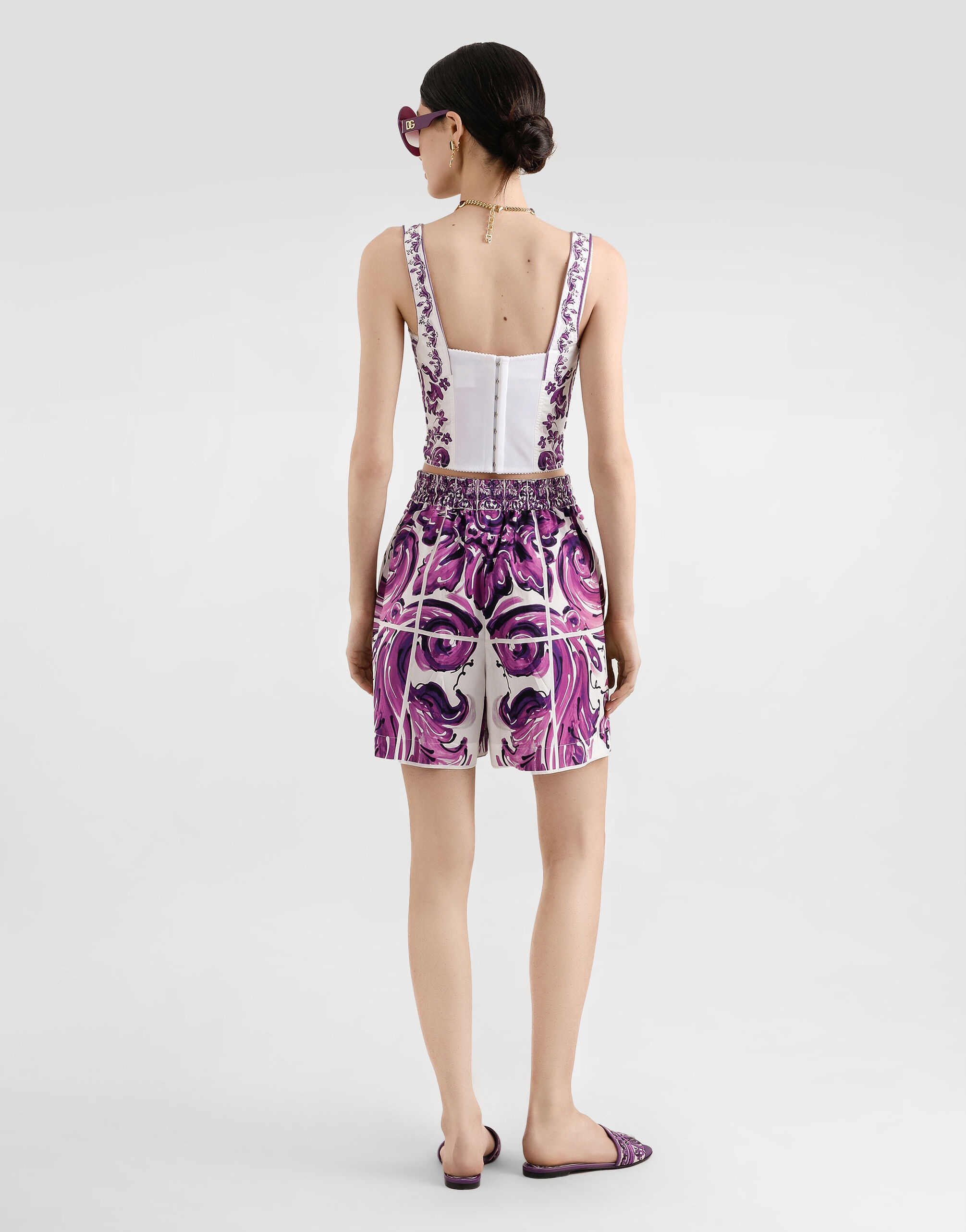 Majolica-print poplin bustier - 3