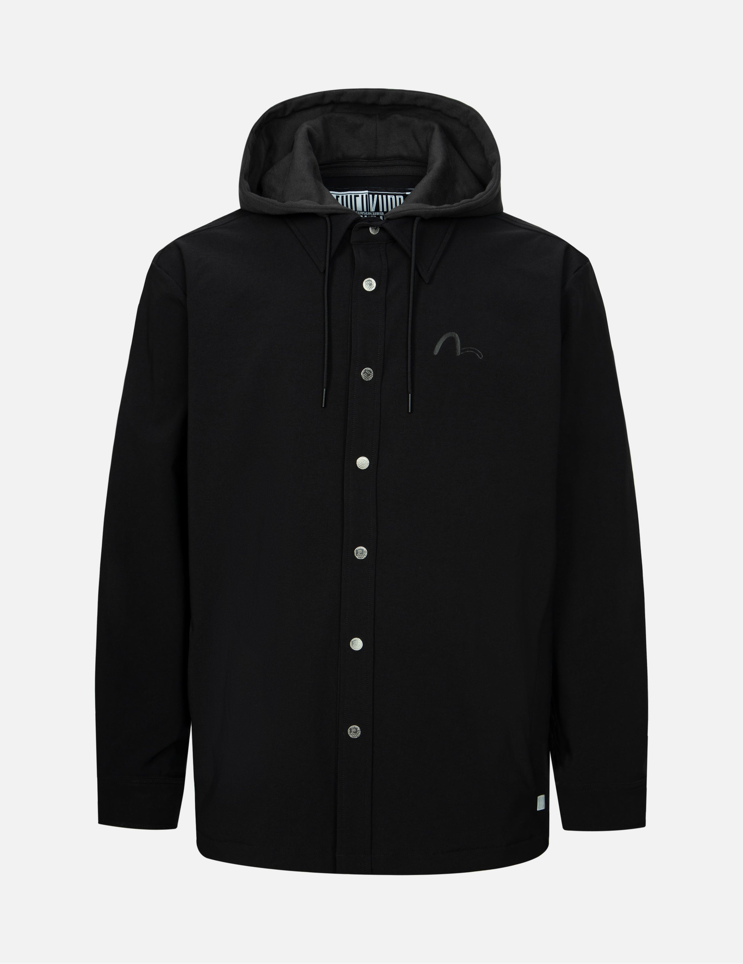 Logo and Kamon Print Regular Fit Shirt Jacket with Detachable Hood - 10