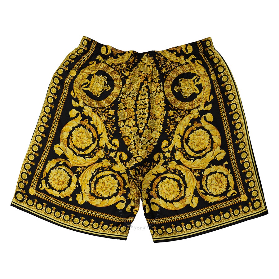 Versace Men's Silk Twill Barocco Print Shorts - 2