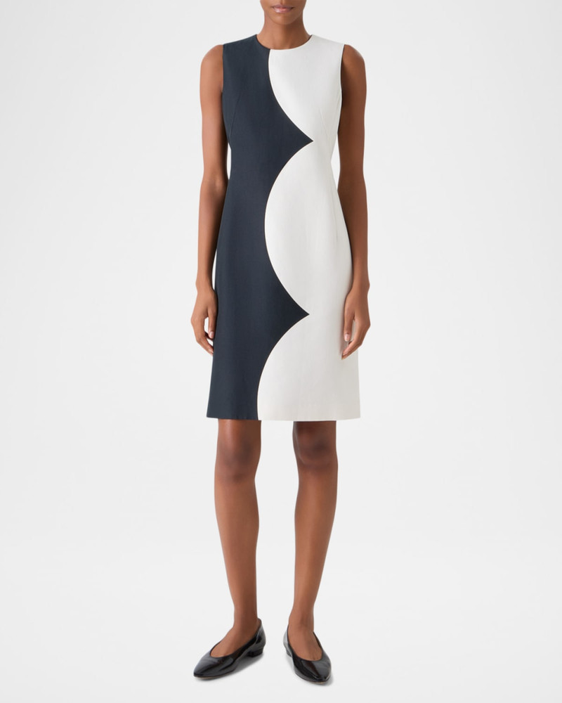 AKRIS Colorblock Silk Sleeveless Sheath Dress outlook