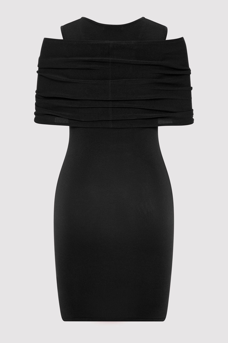 Detachable Layer Knit Dress - Black - 11