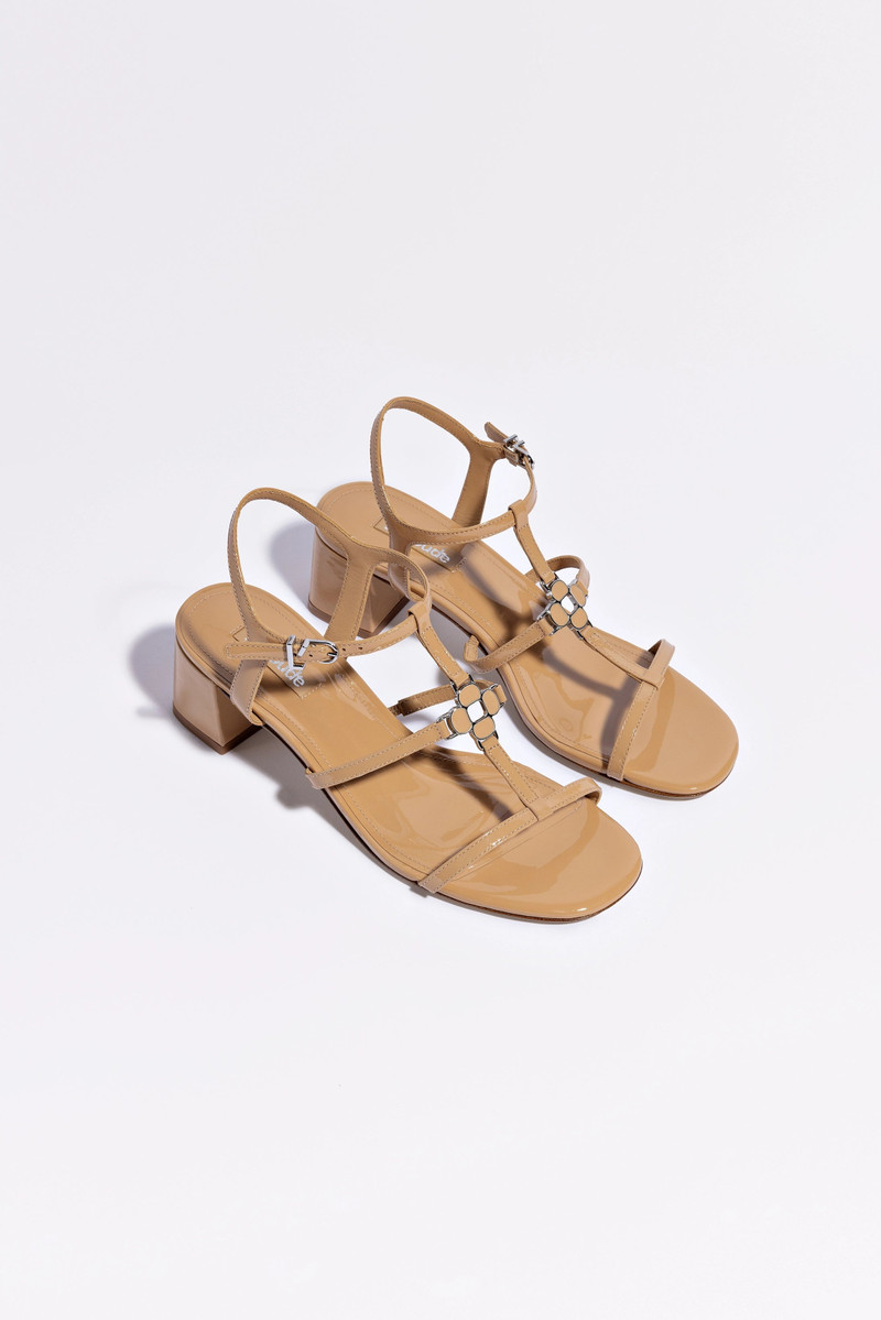 Hana Block In Tan Patent Leather 7