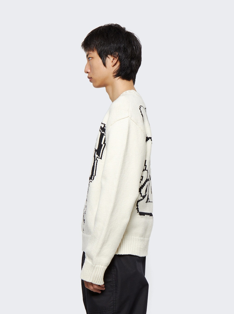Graffiti Chunky Knit Crewneck Sweater Off White 4