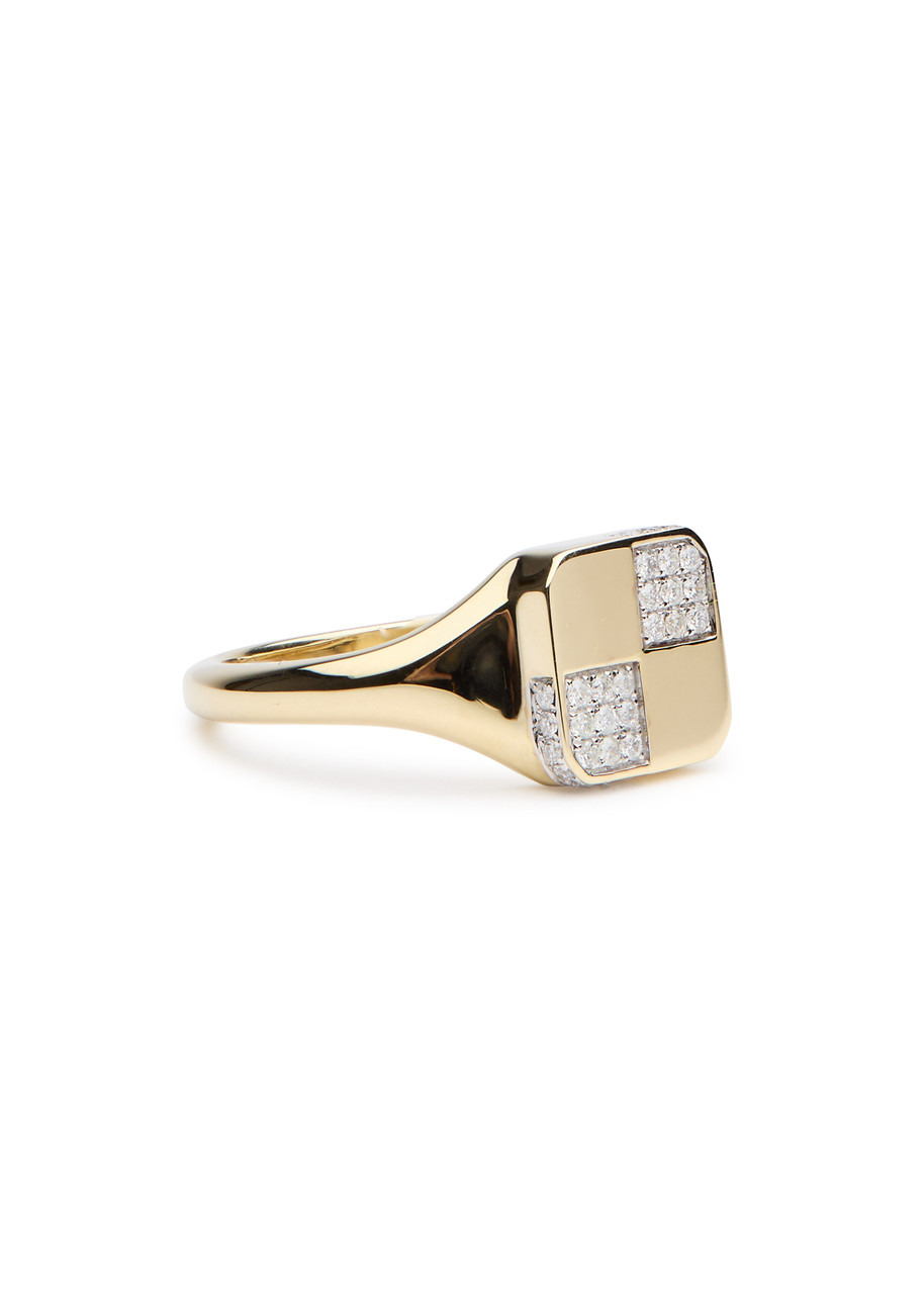 Yvonne Leon Baby Chevaliere Damier 9kt Gold Pink Ring - 3