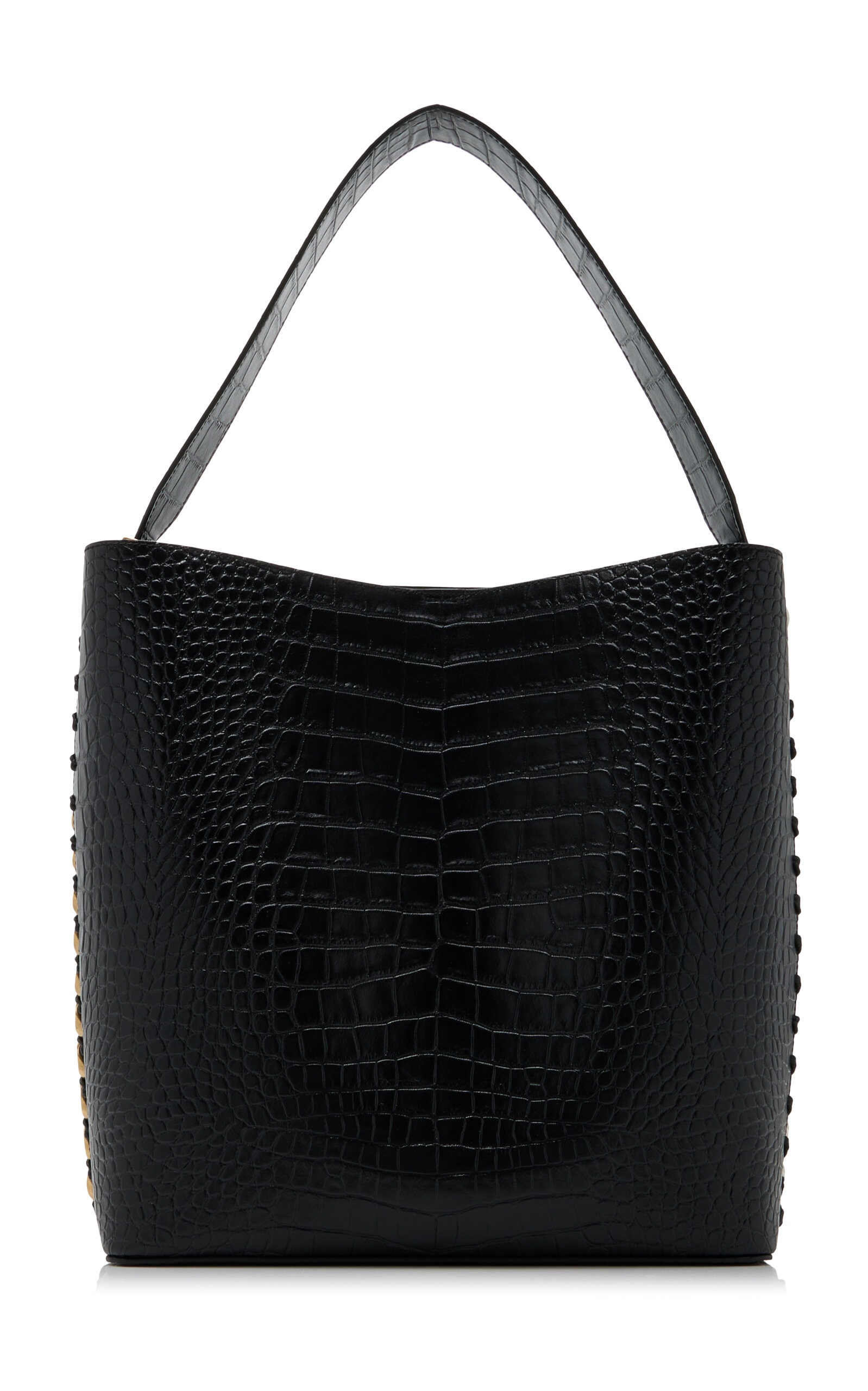 Large Frayme Croc-Effect Embossed Tote Bag black - 1