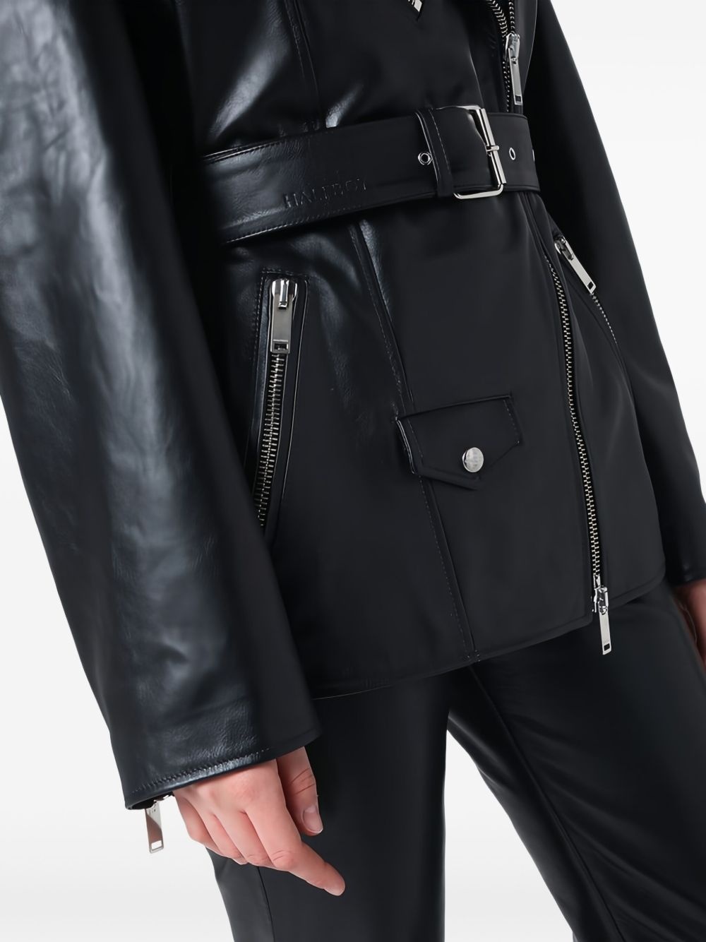 belted leather jacket - 5