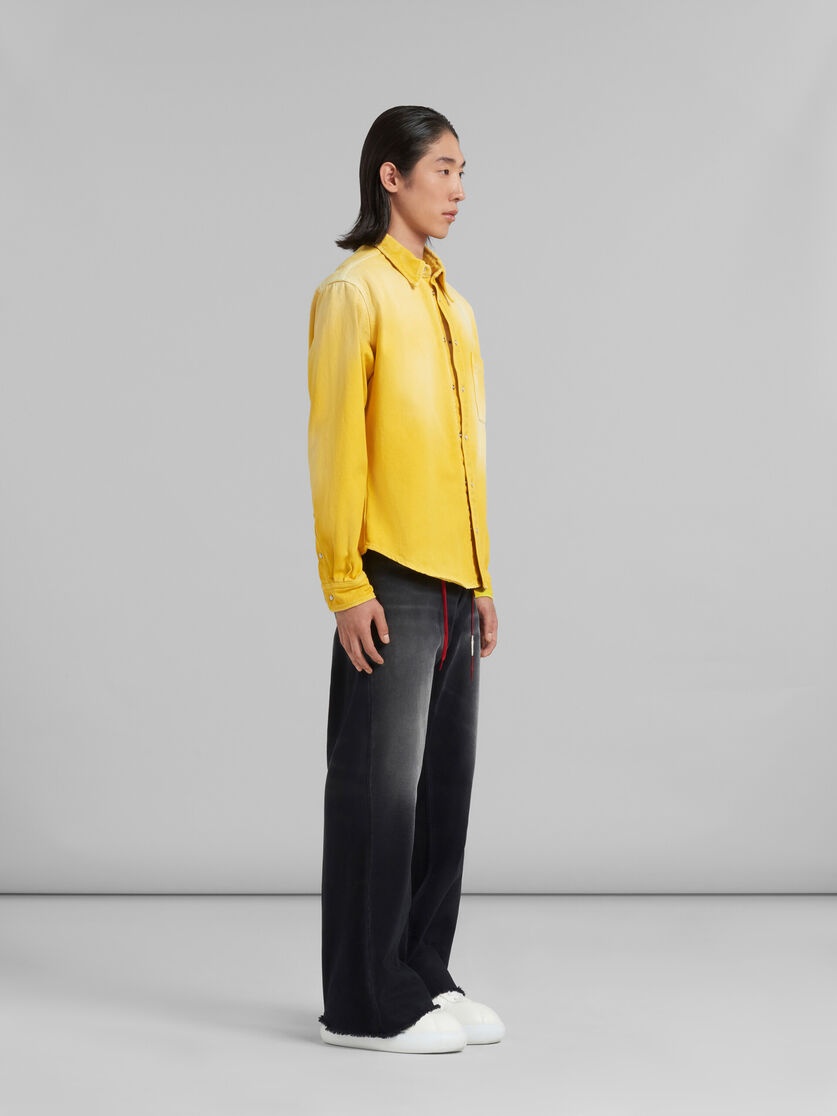 YELLOW OVERDYED BULL DENIM SHIRT - 5