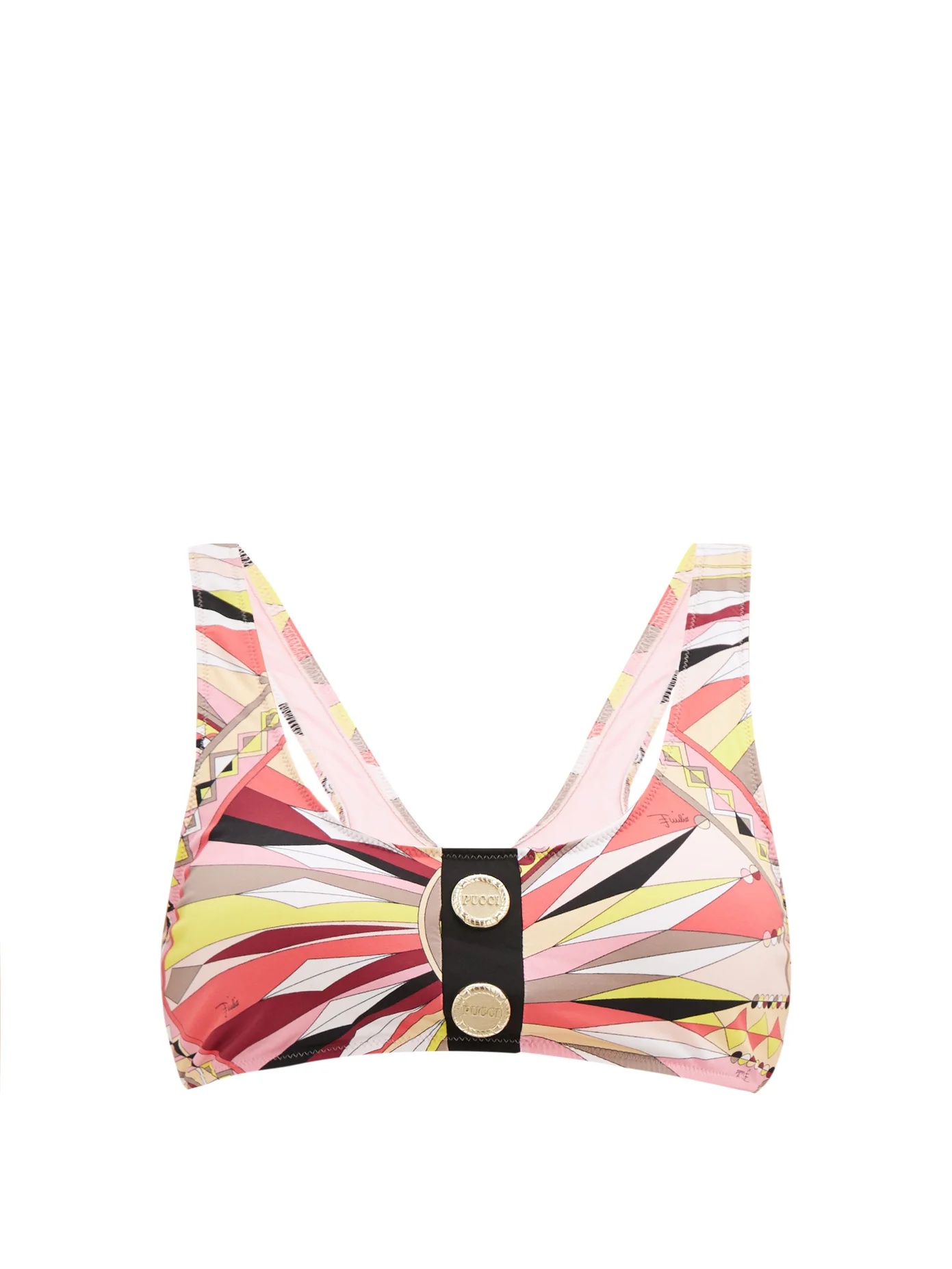 Logo-button printed bikini top - 1