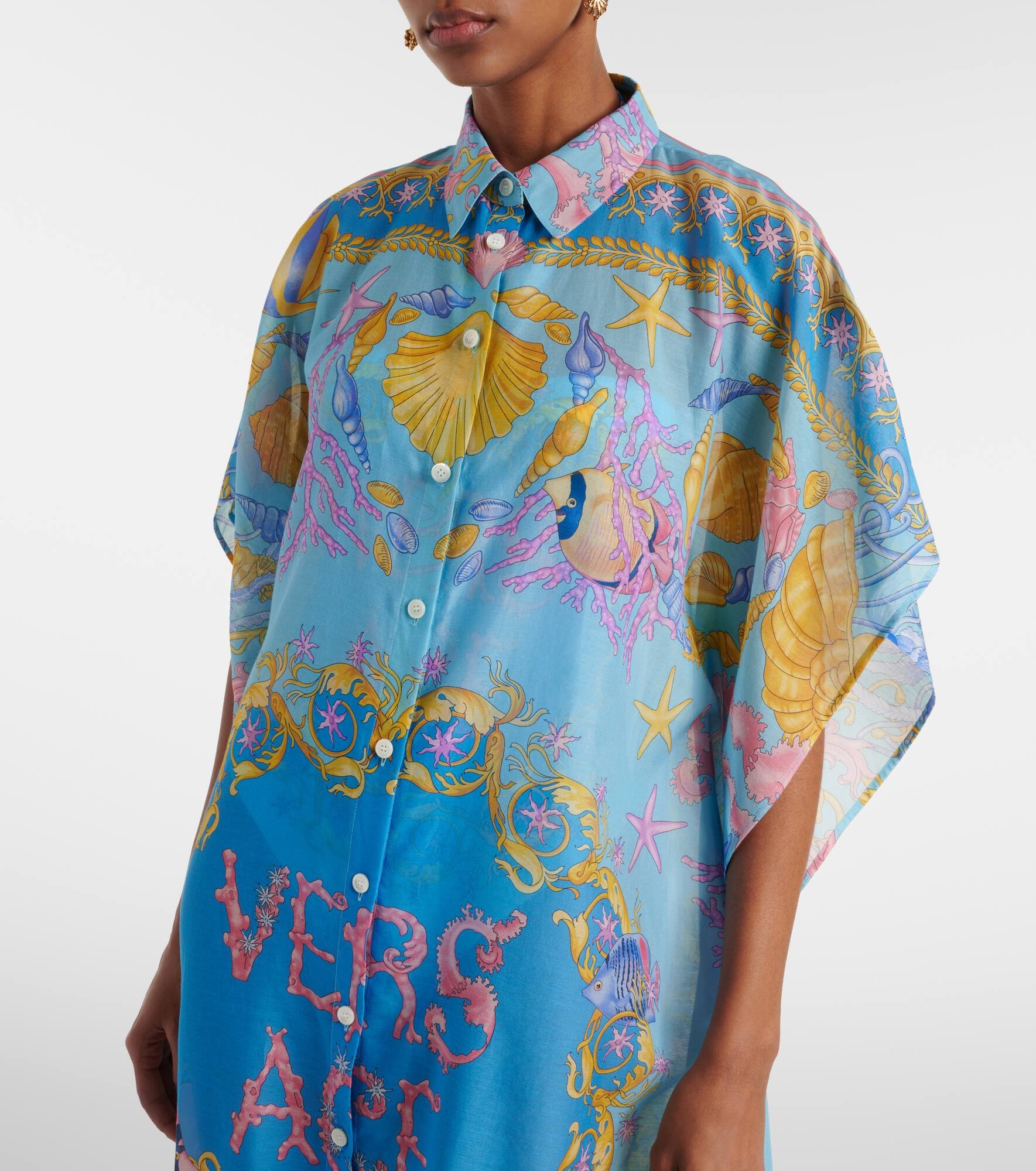 Underwater Barocco cotton and silk beach cover-up - 4