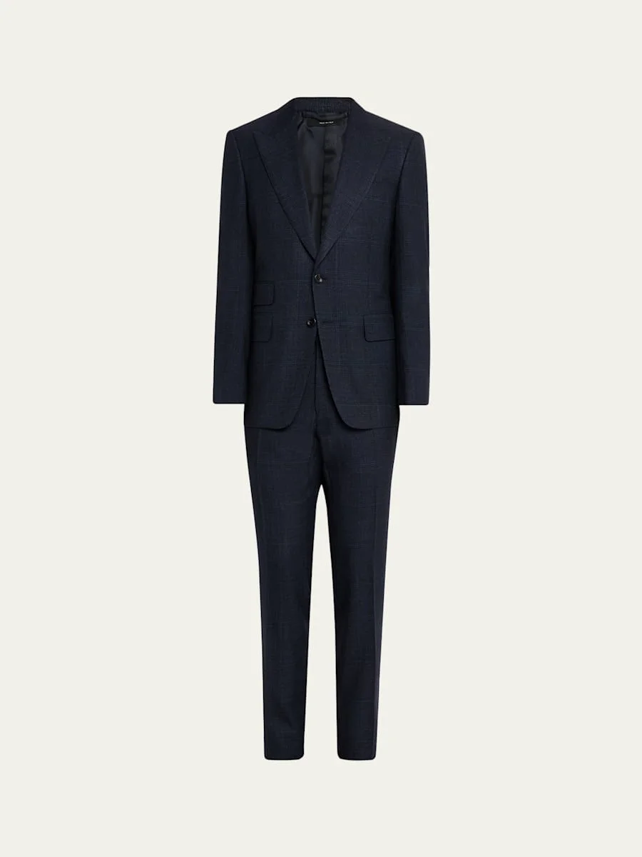 Men's Check Single-Breasted Suit - 1