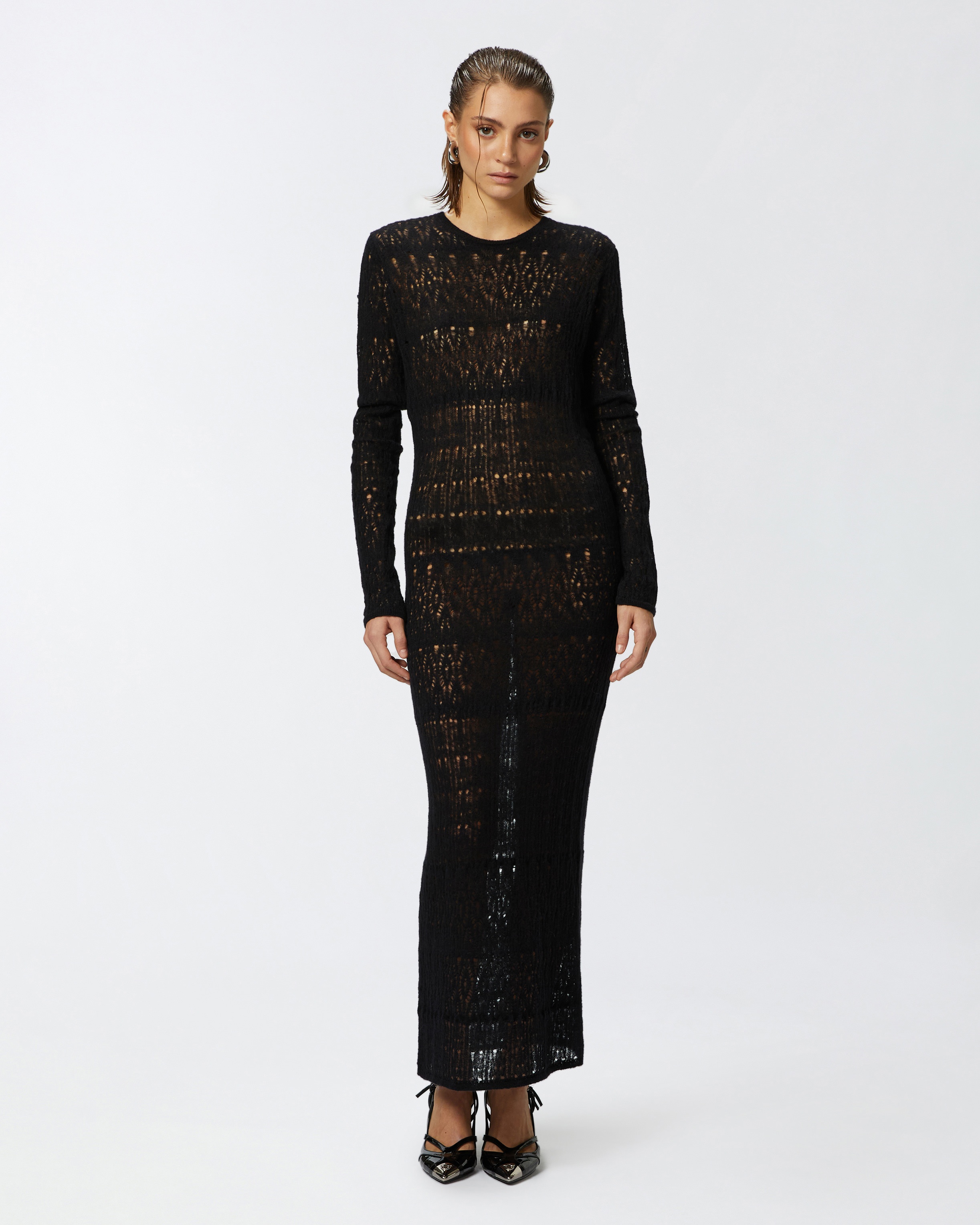 PERFORATED KNIT LONG DRESS - 3